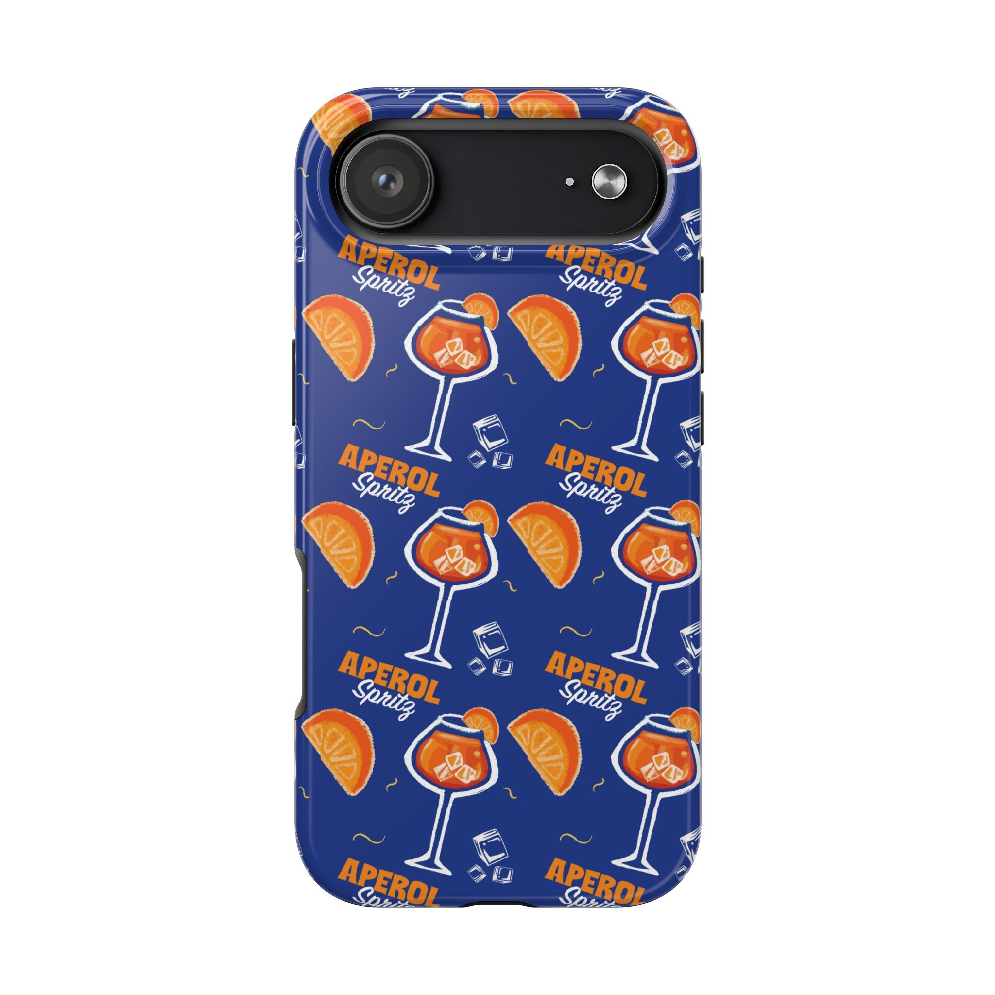 Aperol Spritz Tough Phone Case — Blue Cocktail Pattern Protective Cover