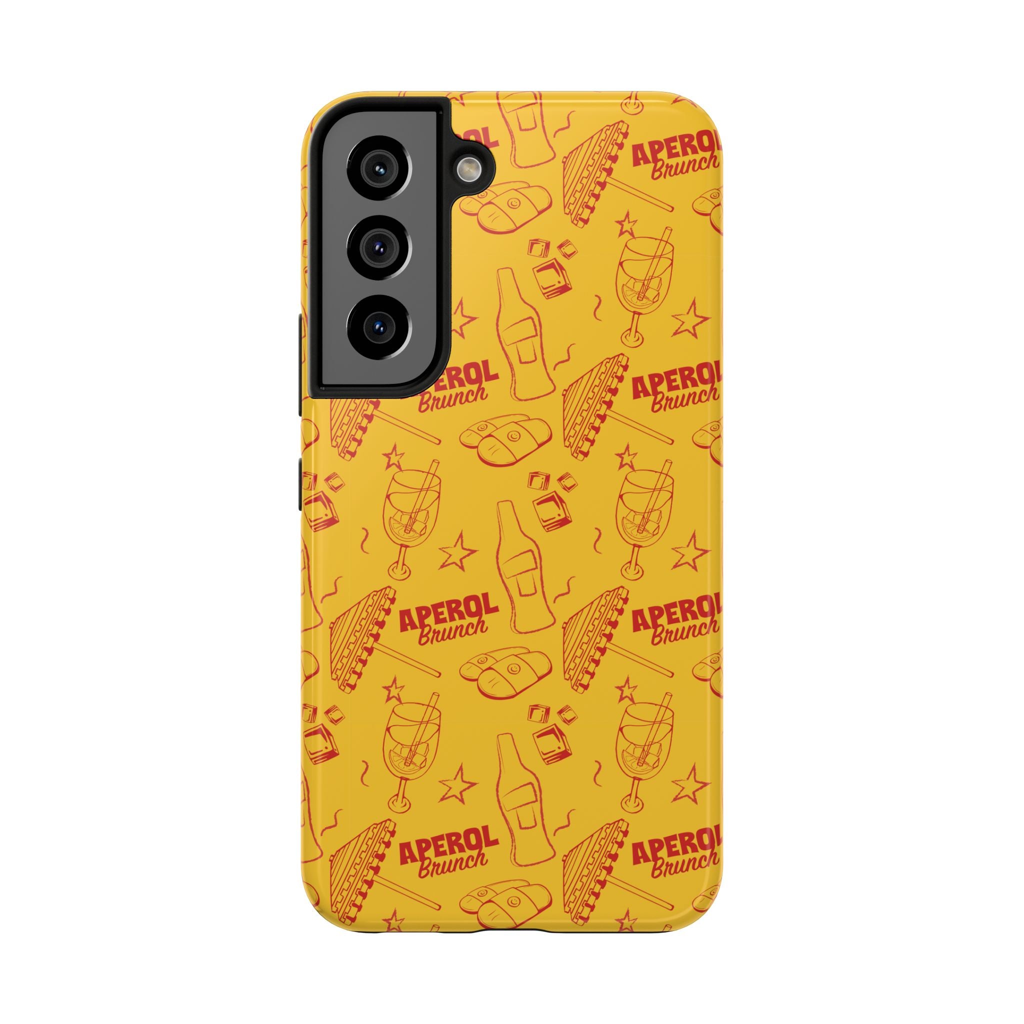 Aperol Brunch Tough Phone Case — Yellow Cocktail Patterned Protective Cover