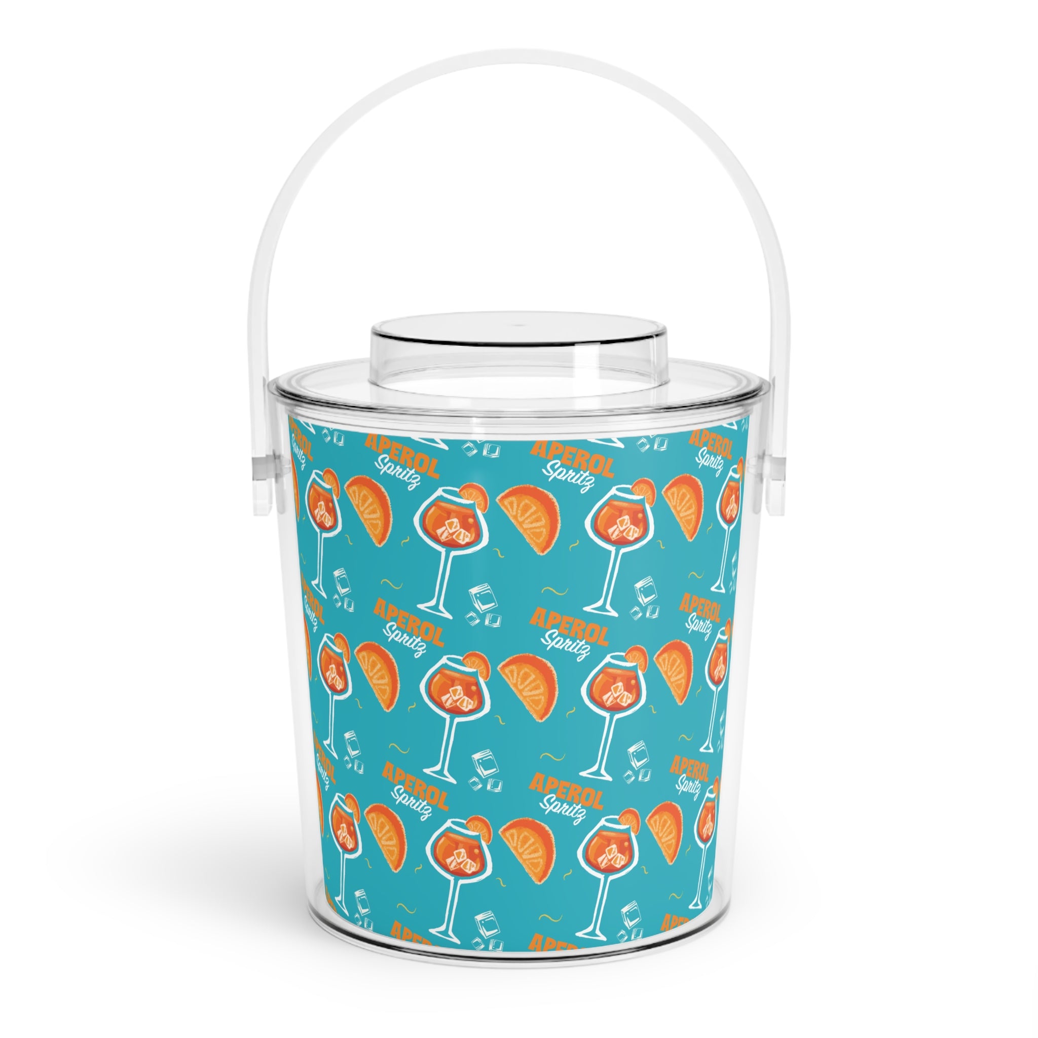 Aperol Spritz Ice Bucket with Tongs — Turquoise Spritz Collection Inspired Design