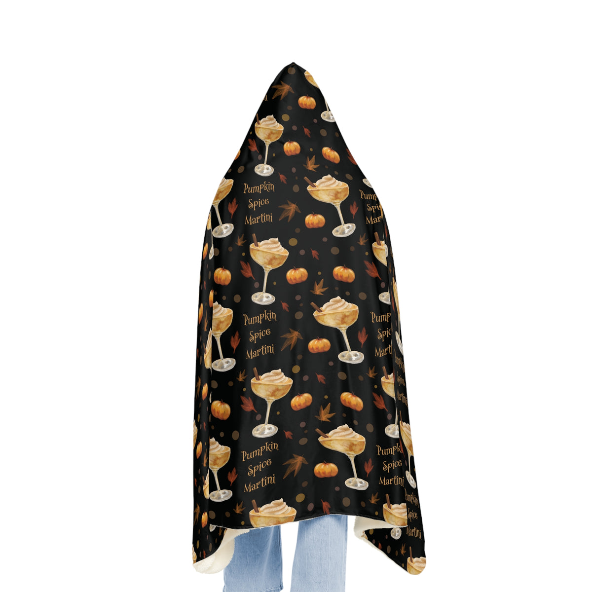 Pumpkin Spice Martini Hooded Throw Blanket — Black Pumpkin Collection Inspired Design
