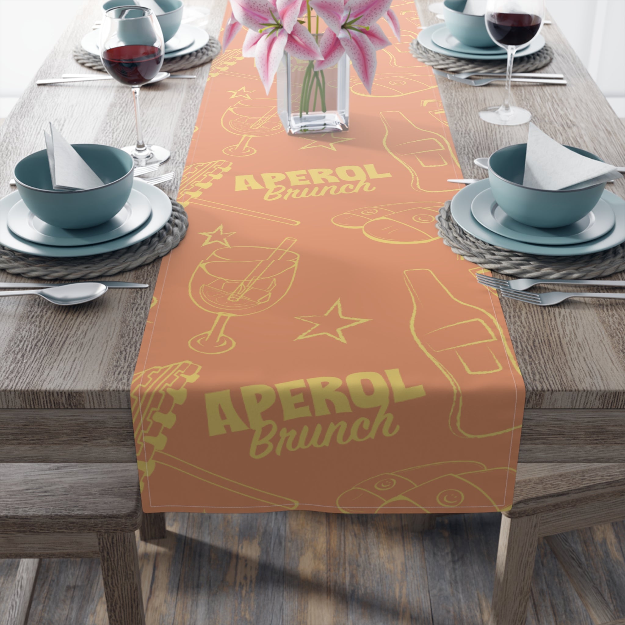 Aperol Brunch Table Runner - Orange and Yellow Brunch Inspired Design