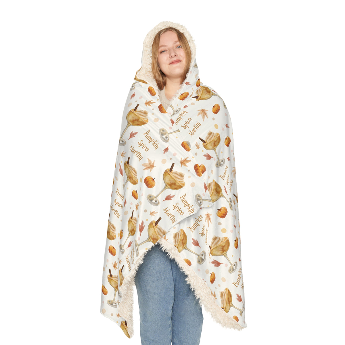 Pumpkin Spice Martini Hooded Throw Blanket — White Pumpkin Collection Inspired Design