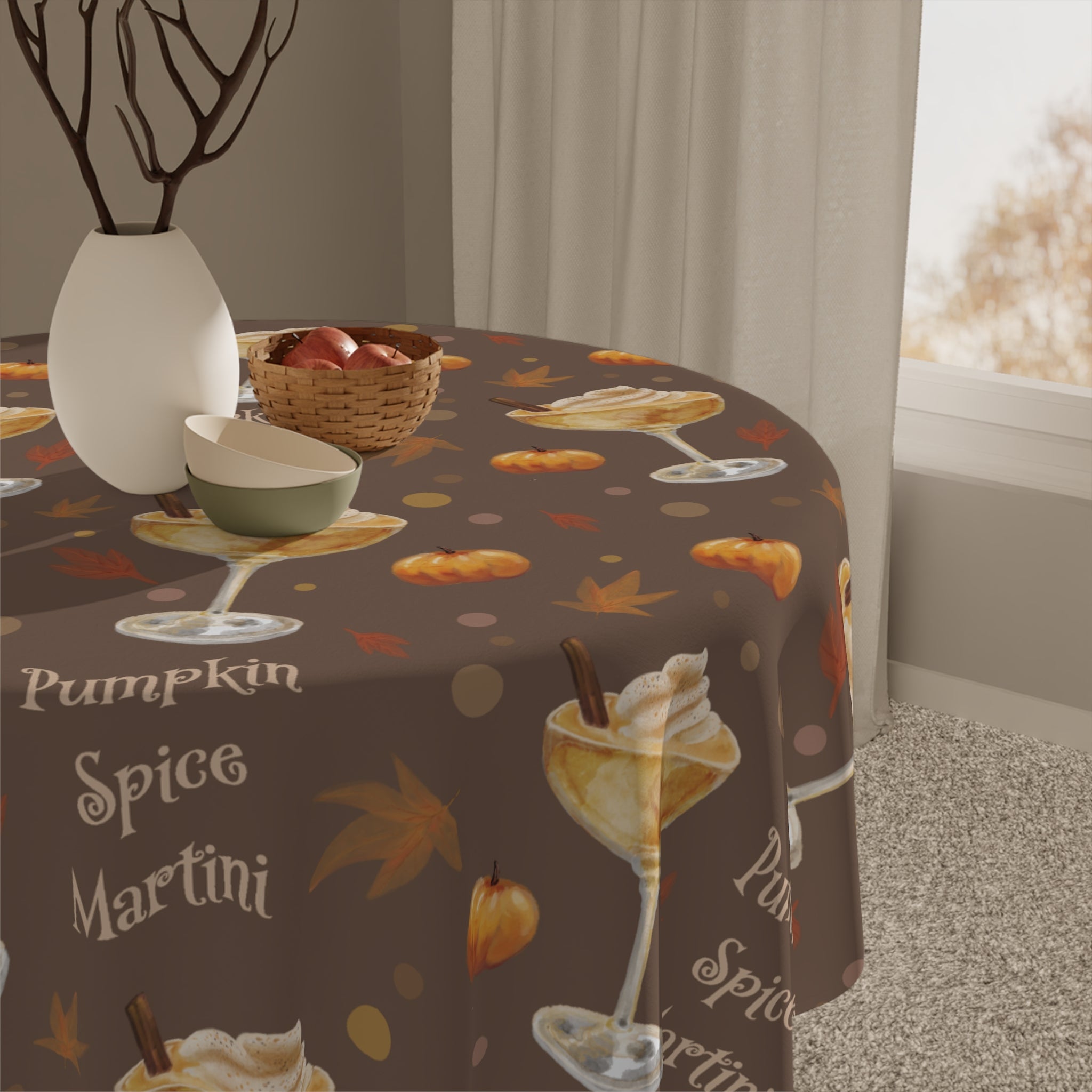 Pumpkin Spice Martini Tablecloth — Brown Pumpkin Collection Inspired Design