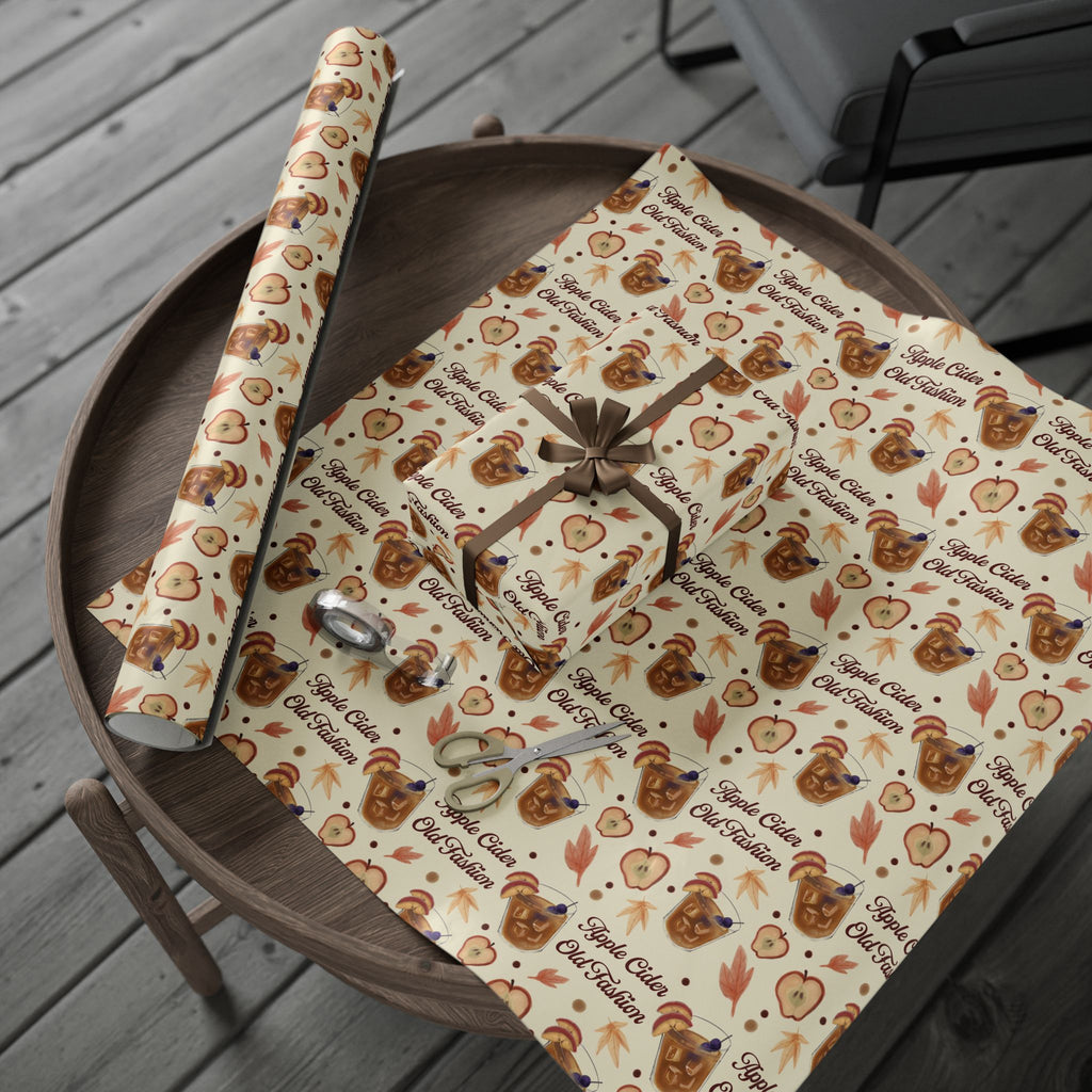 Apple Cider Old Fashioned Wrapping Paper Roll — Beige Apple Cider Collection Inspired Design