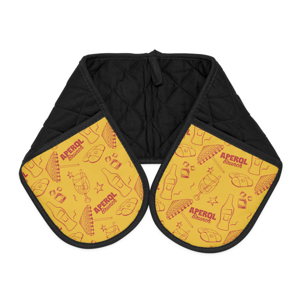 Aperol Brunch Yellow Double Oven Mitt — Yellow Aperol Inspired Design