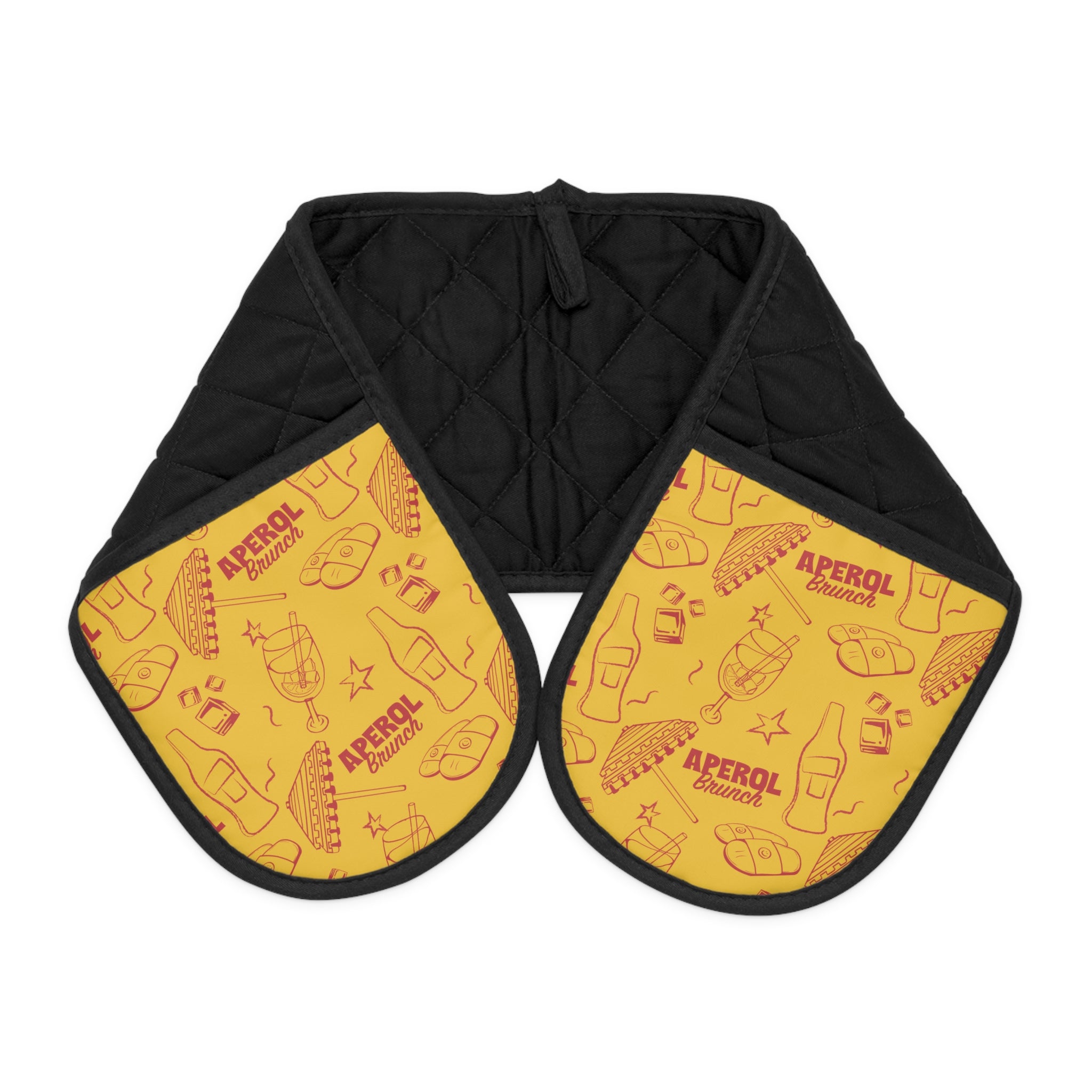 Aperol Brunch Yellow Double Oven Mitt — Yellow Aperol Inspired Design