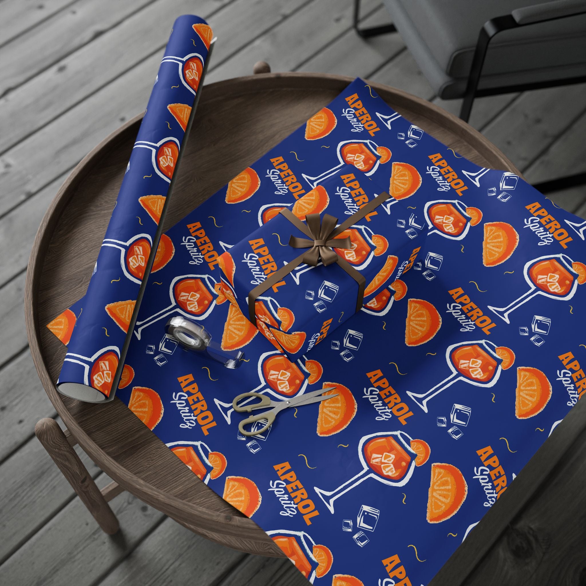 Aperol Spritz Peel Wrapping Paper Roll — Blue Spritz Collection Inspired Design