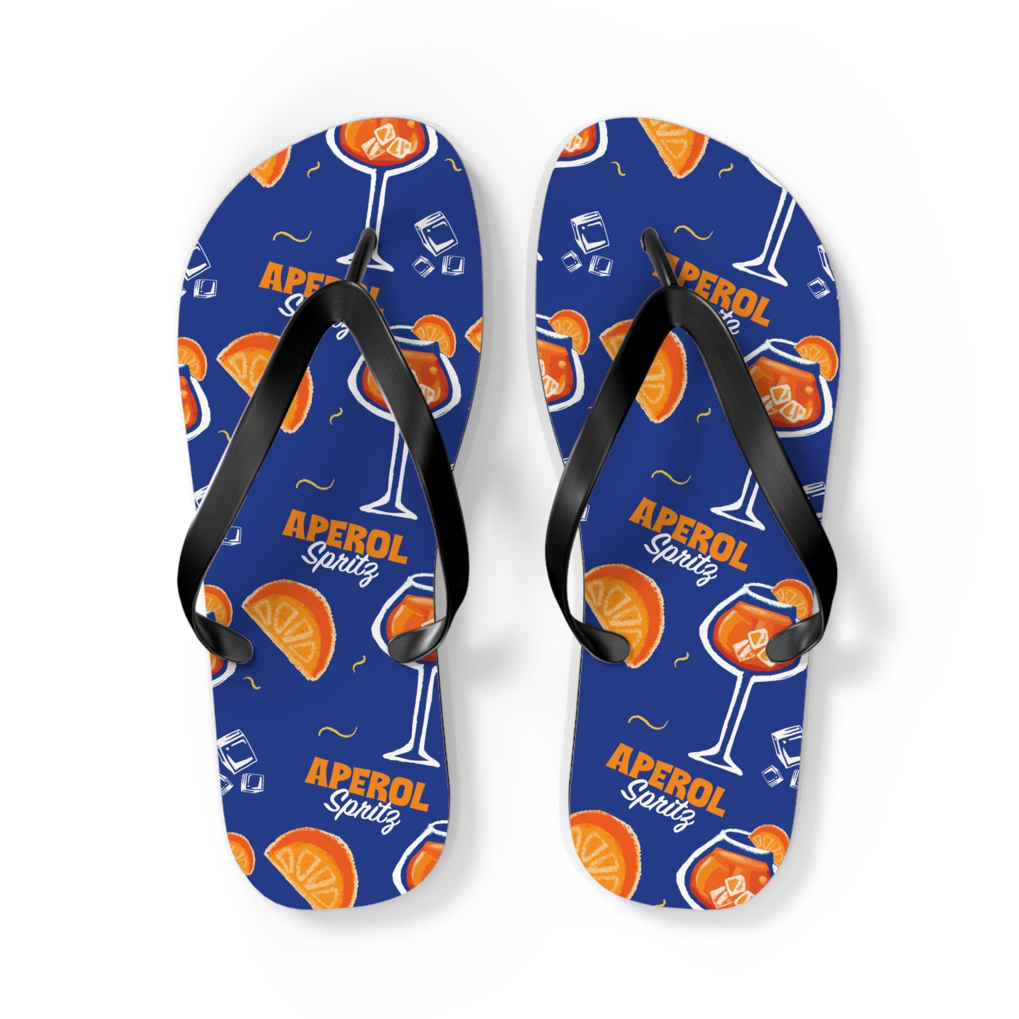 Aperol Spritz Flip Flops — Summer Cocktail Pattern Beach Sandals