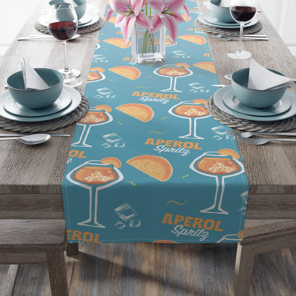 Aperol Spritz Table Runner – Turquoise Cocktail Party Decor