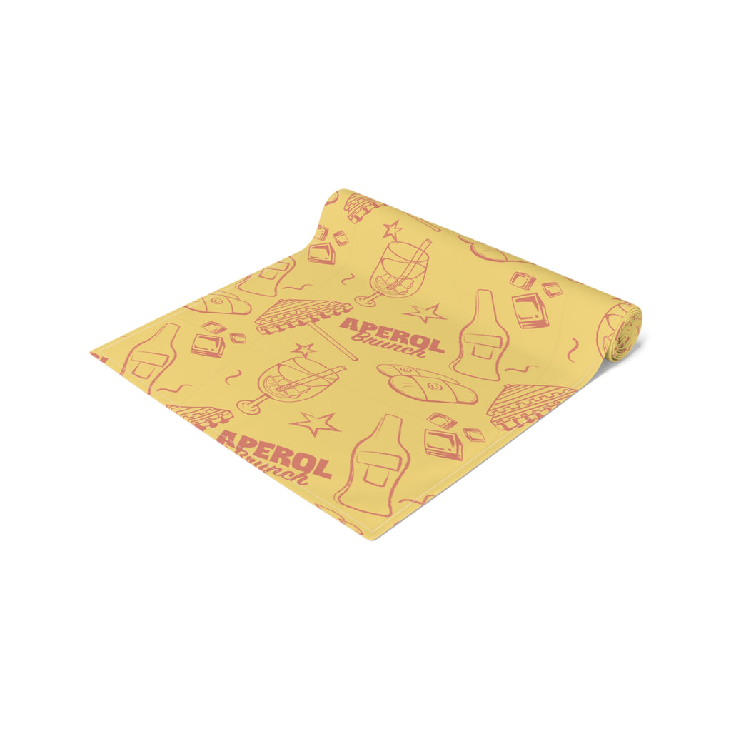 Aperol Brunch Table Runner — Yellow Citrus Summer Decor