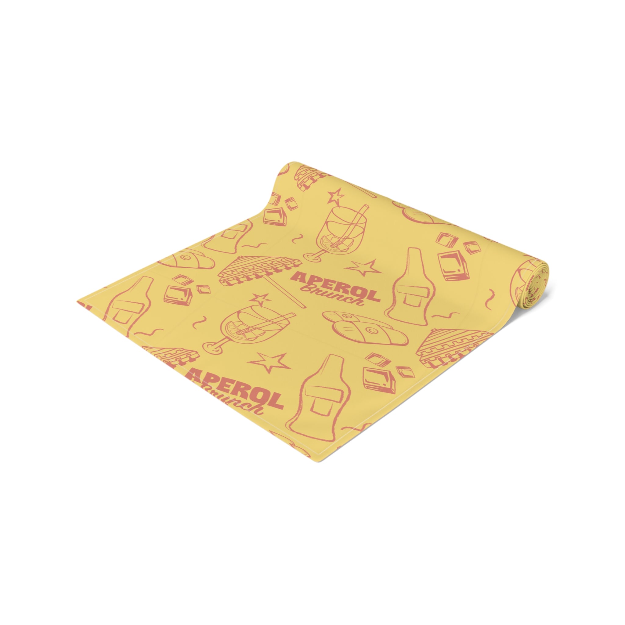Aperol Brunch Table Runner — Yellow Citrus Summer Decor