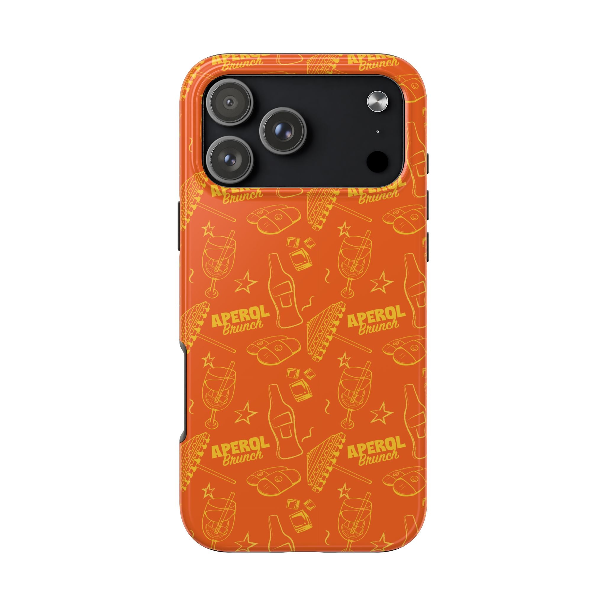 Aperol Spritz Tough Phone Case — Bright Orange Cocktail Pattern, Summer Barware Design