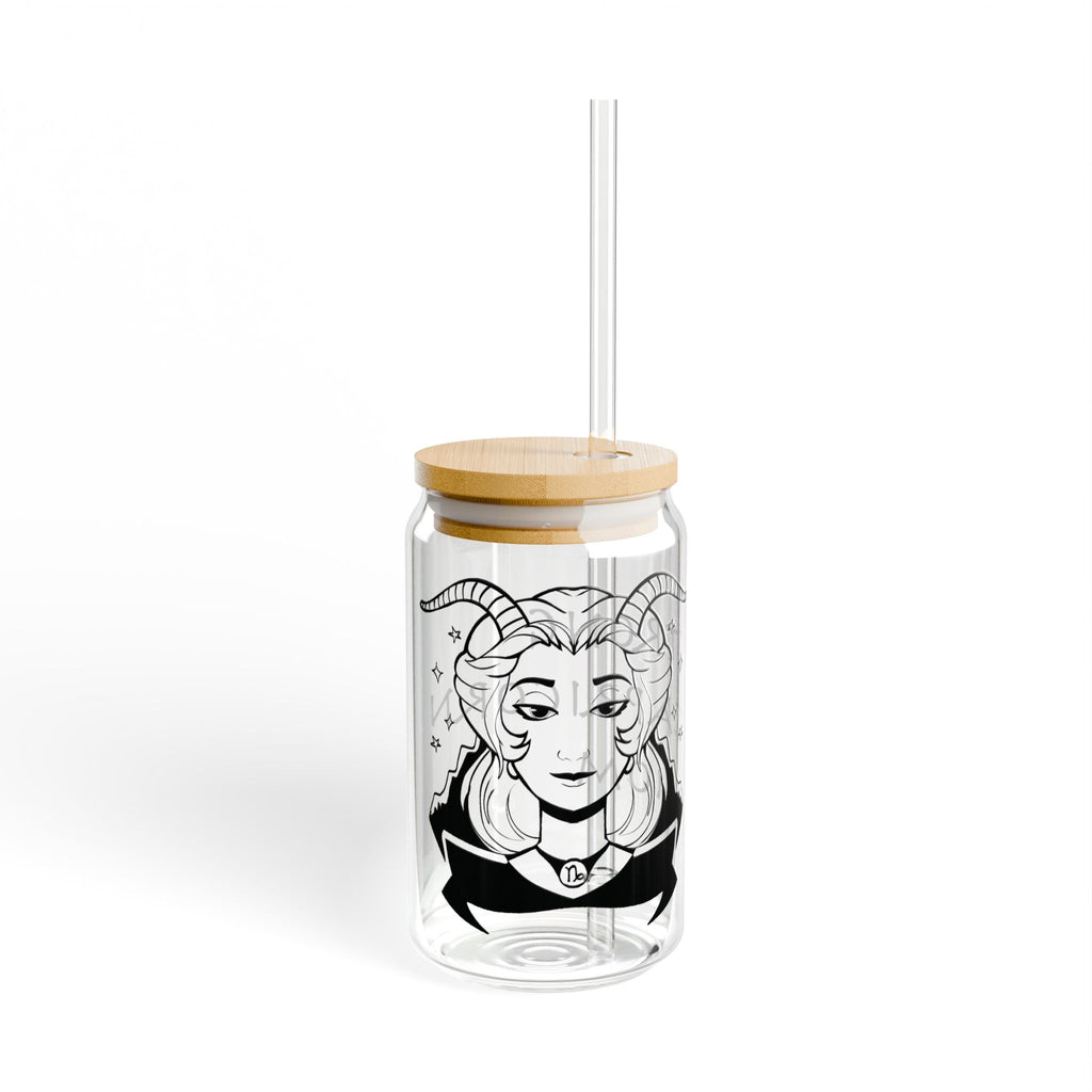 Capricorn Mom Gift – 16oz Zodiac Sipper Glass for Mom | Astrology Glass Cup