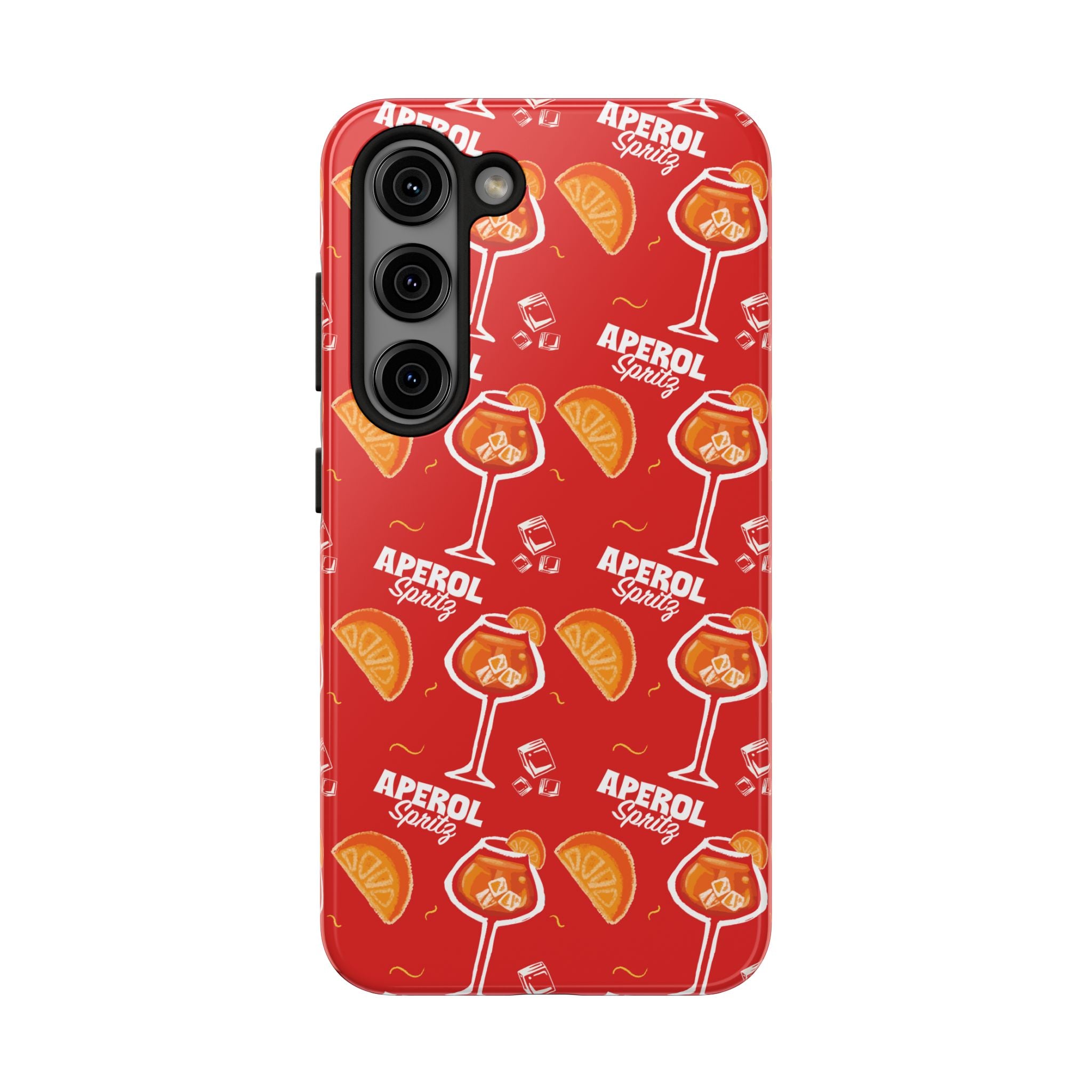 Aperol Spritz Tough Phone Case — Red Cocktail Pattern Protective Cover
