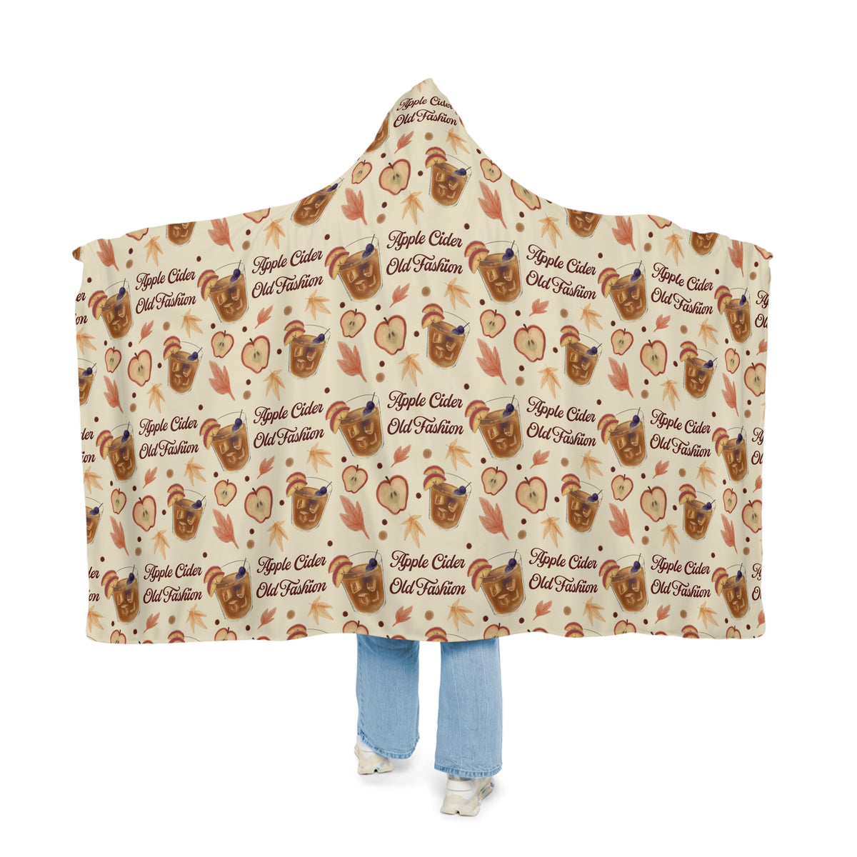 Apple Cider Old Fashion Hooded Throw Blanket – Beige Apple Cider Collection Inspired Design