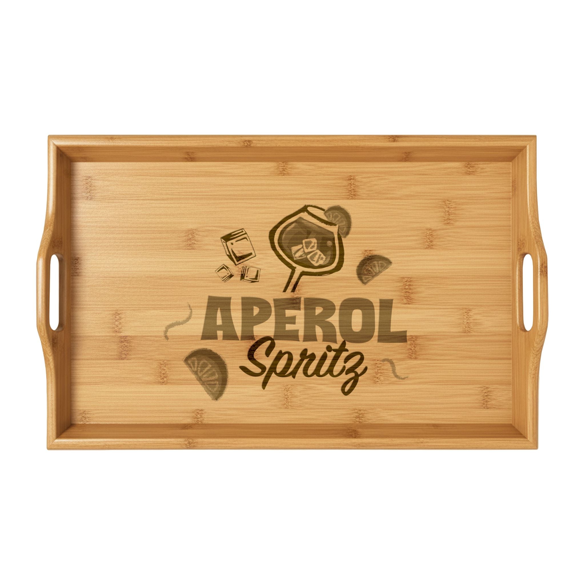 Engraved Bamboo Serving Tray — Aperol Spritz Bar Tray
