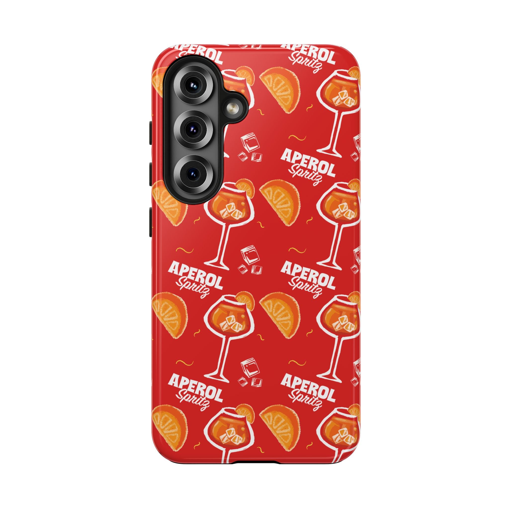 Aperol Spritz Tough Phone Case — Red Cocktail Pattern Protective Cover