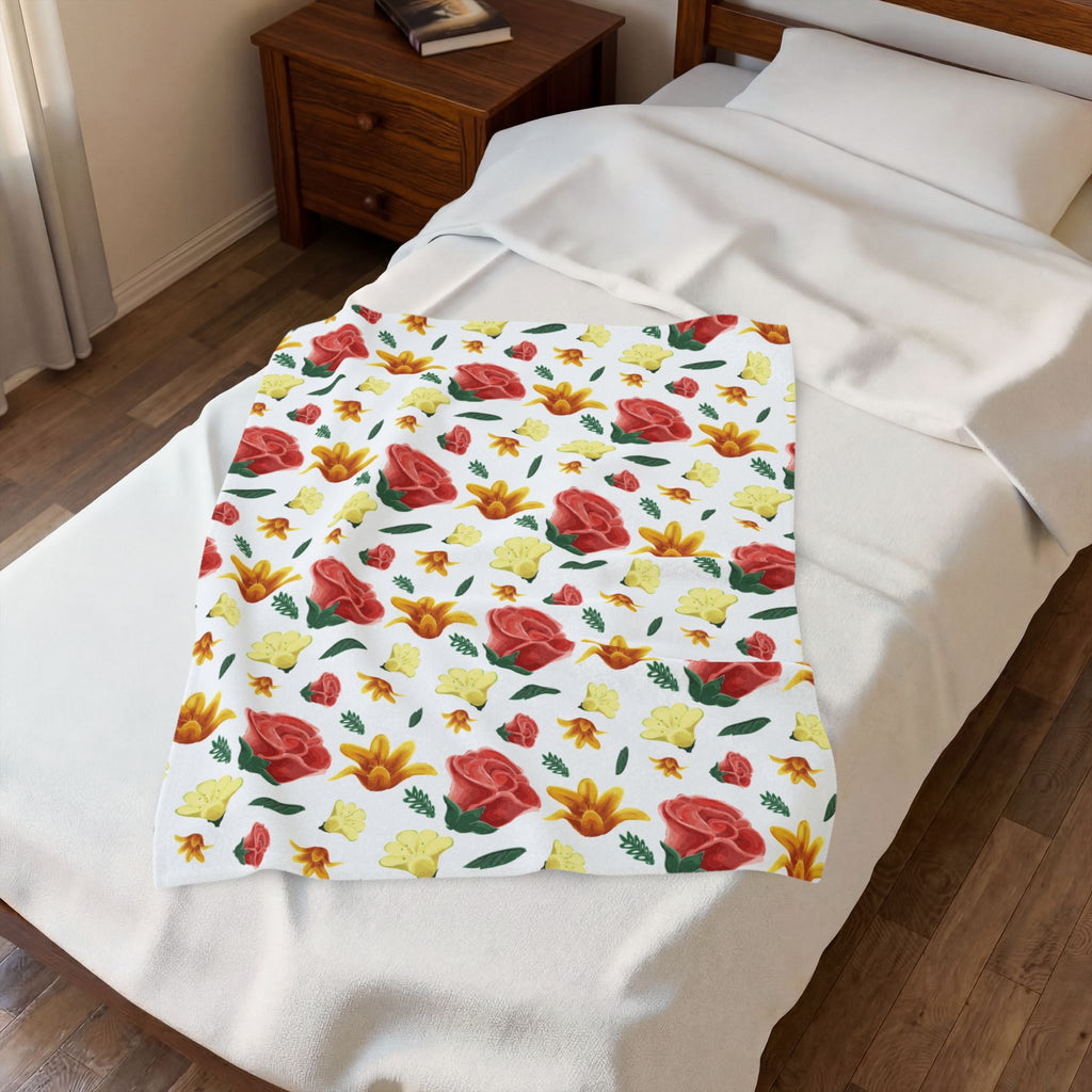Mother’s Day Floral Plush Blanket – Cozy Throw Blanket Gift for Mom | Botanical Floral Design