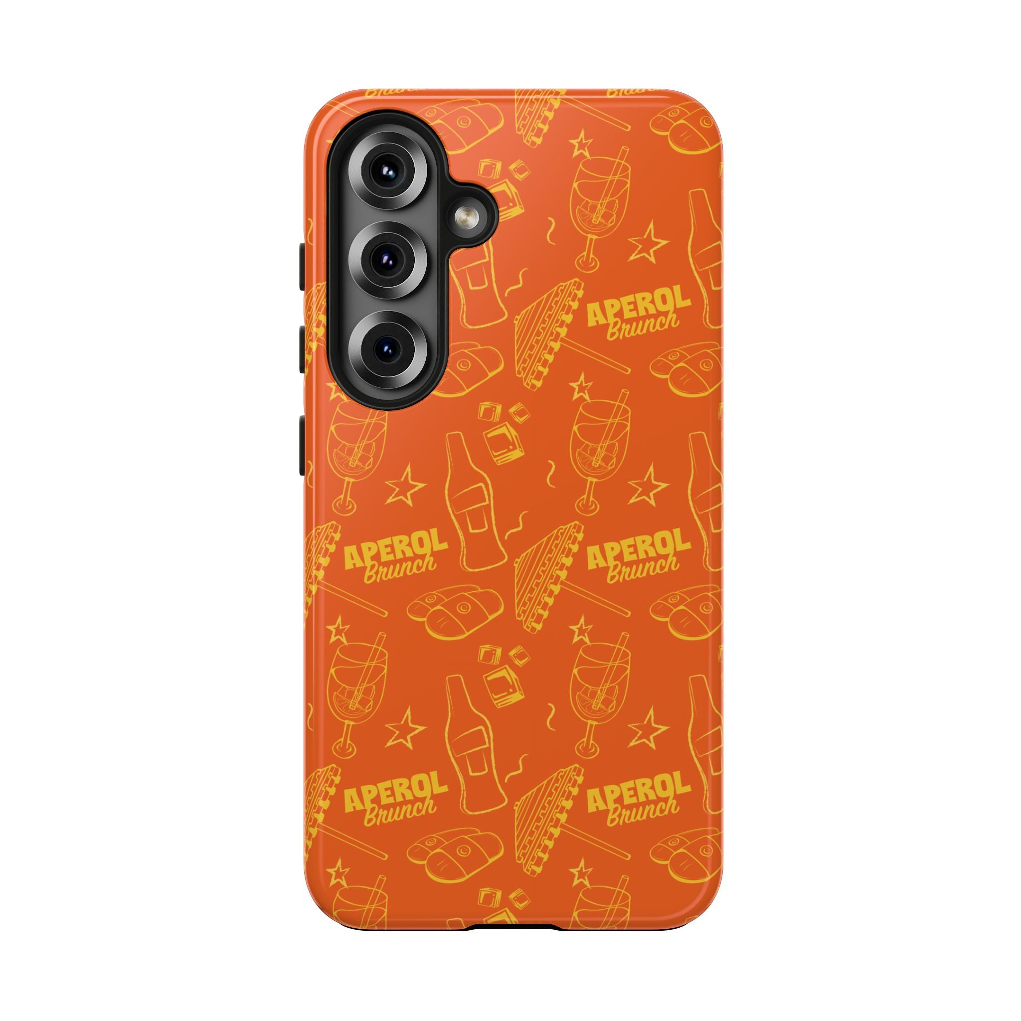 Aperol Spritz Tough Phone Case — Bright Orange Cocktail Pattern, Summer Barware Design