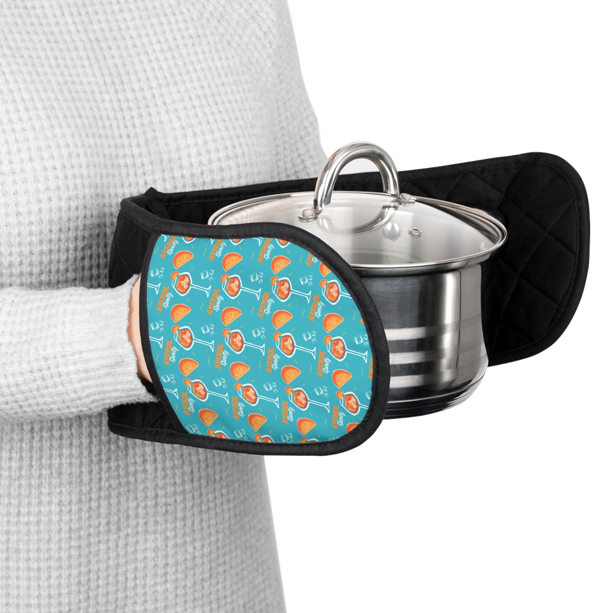 Aperol Spritz Turquoise Double Oven Mitt — Citrus Kitchen Decor