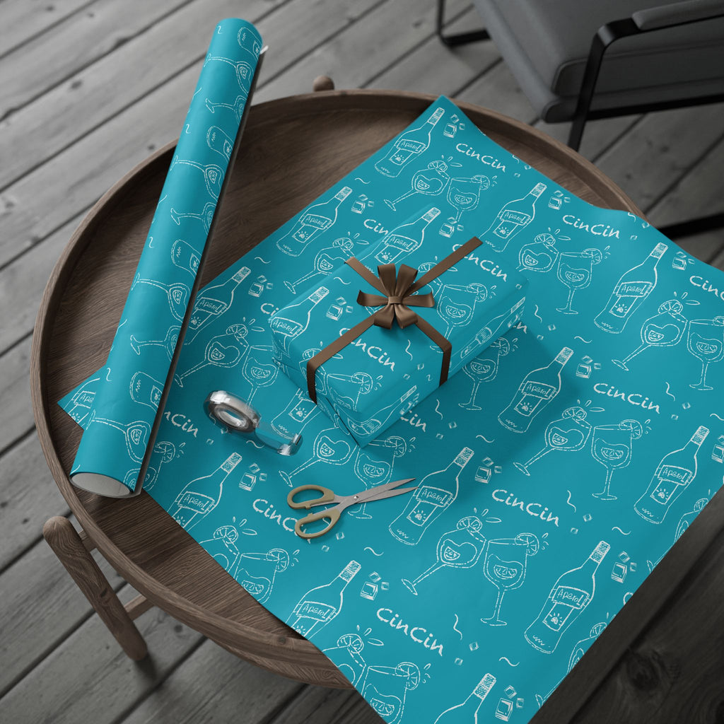 Cin Cin Peel Wrapping Paper Roll — Turquoise Cin Cin Brunch Collection Inspired Design