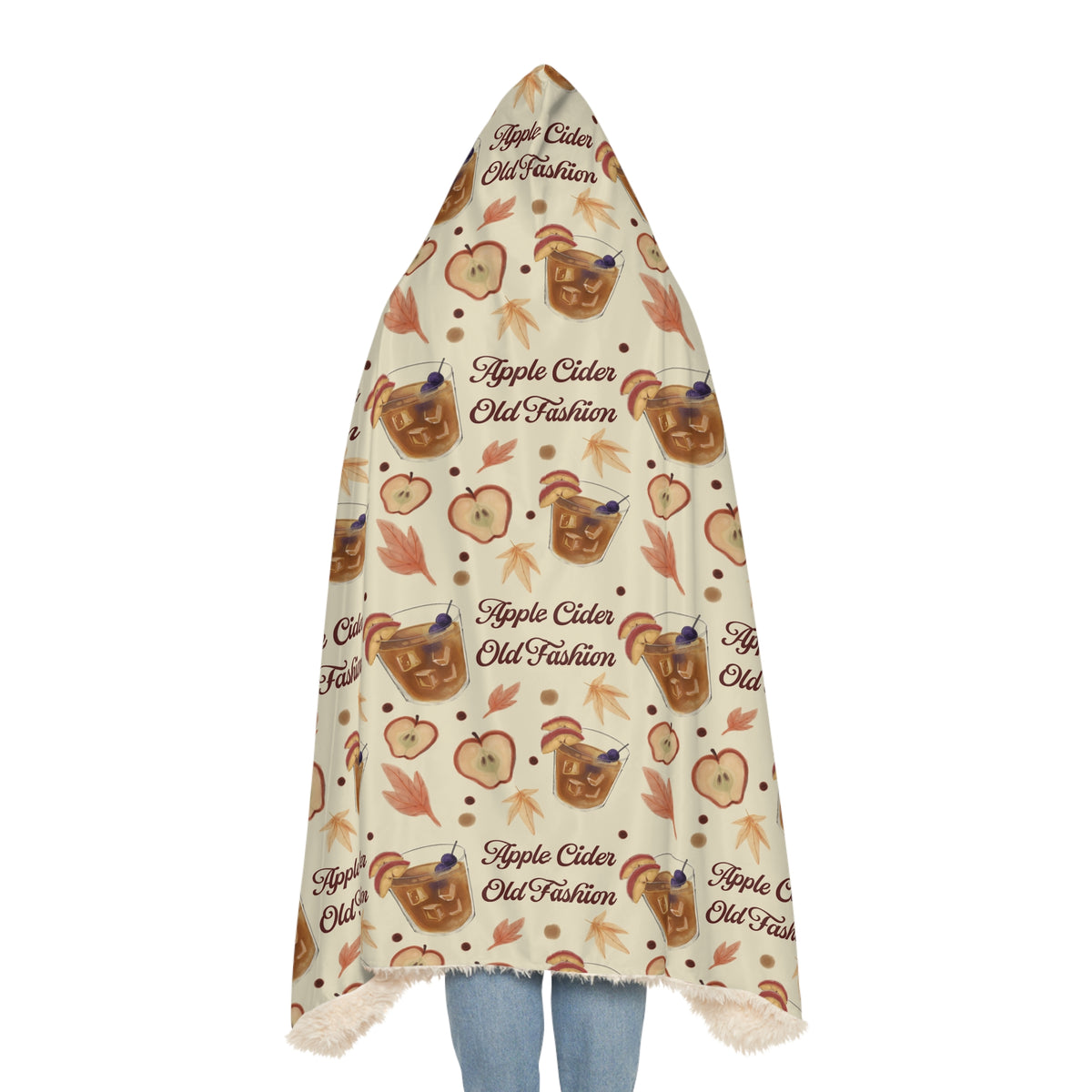 Apple Cider Old Fashion Hooded Throw Blanket – Beige Apple Cider Collection Inspired Design