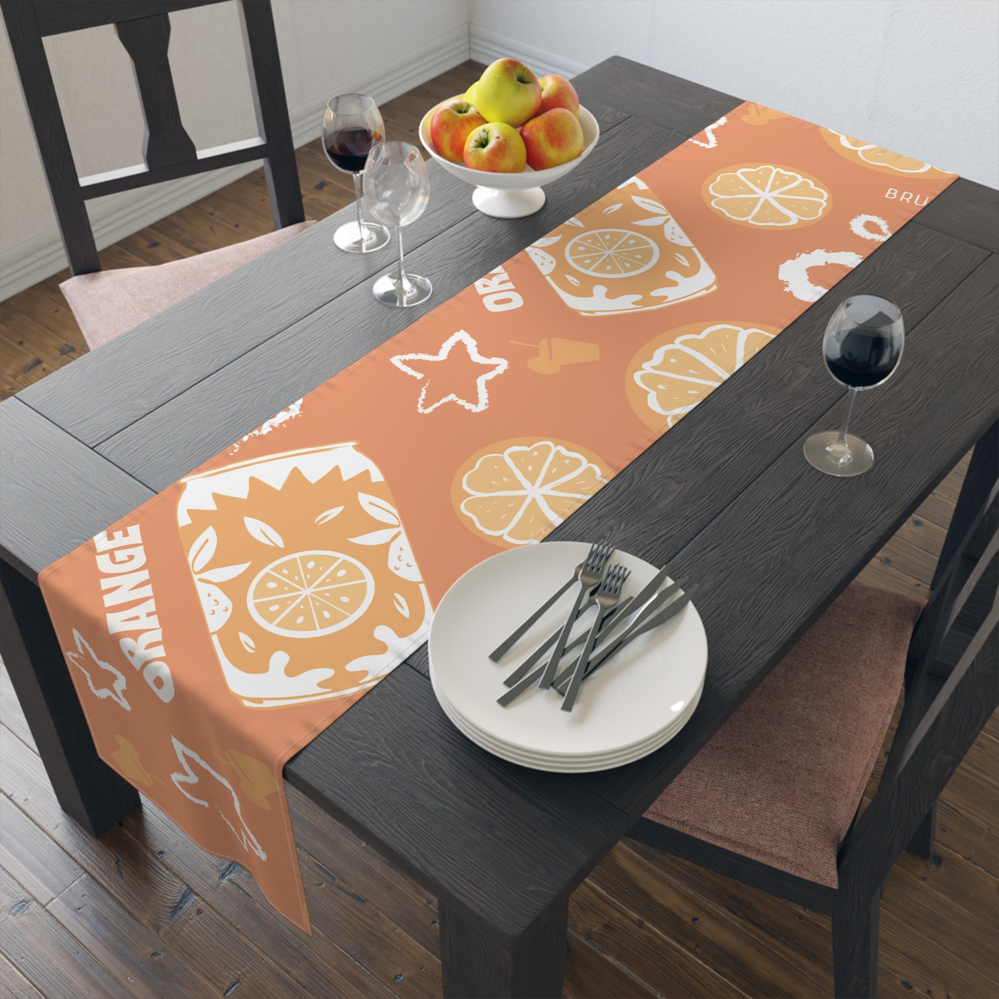 Orange Citrus Pattern Table Runner – Citrus Summer Table Decor