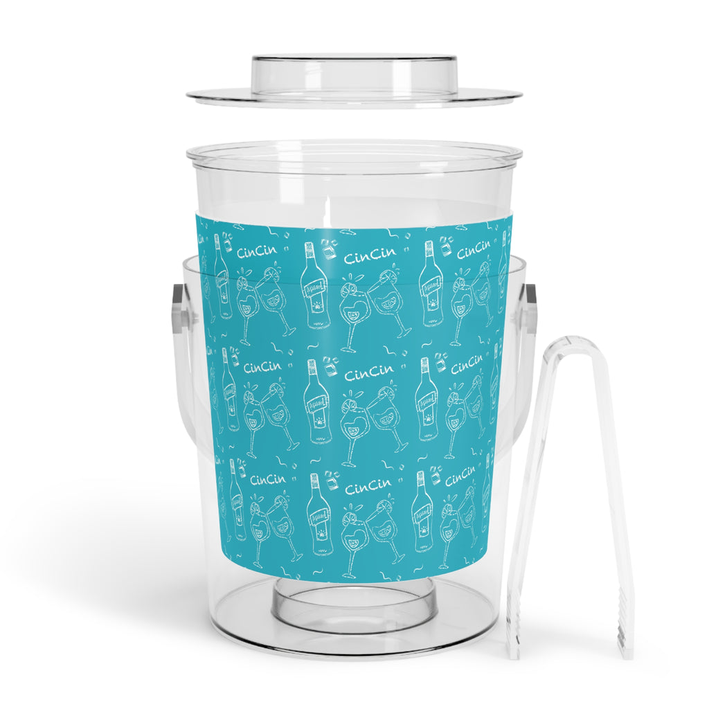 Cin Cin Ice Bucket with Tongs — Turquoise Cin Cin Brunch Collection Inspired Design