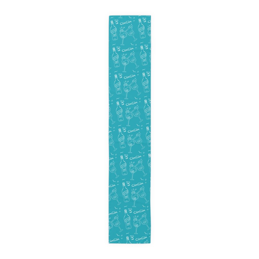 Cin Cin Spritz Table Runner — Turquoise Citrus Cocktail Pattern