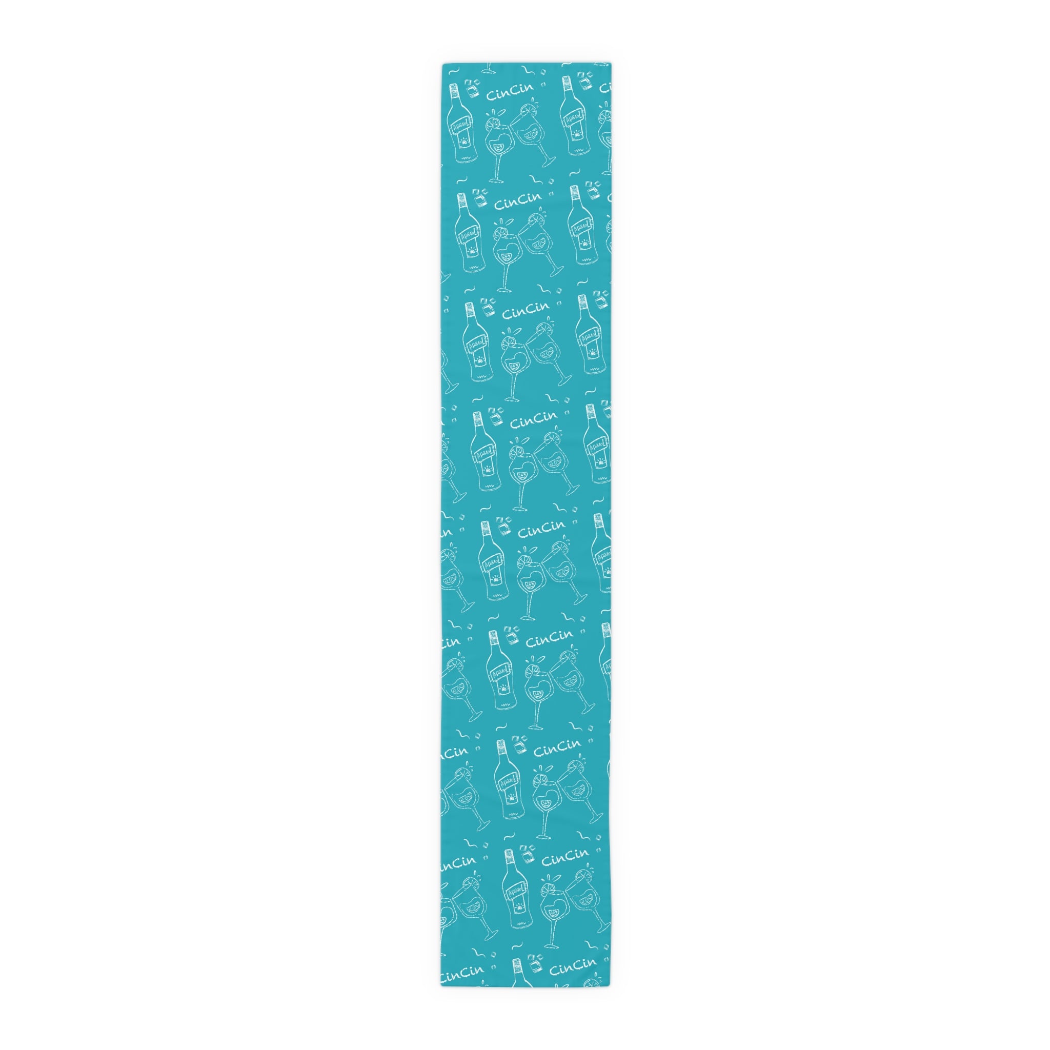 Cin Cin Spritz Table Runner — Turquoise Citrus Cocktail Pattern