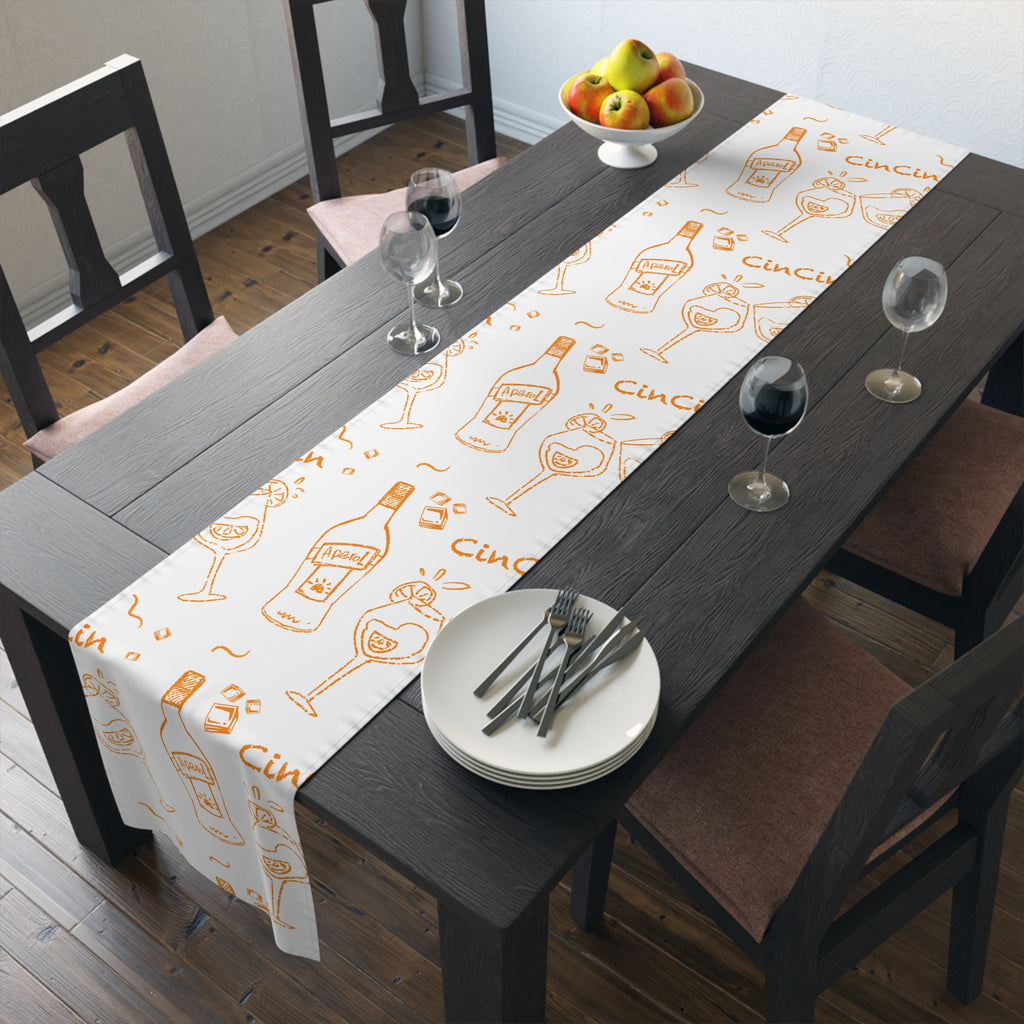 Cin Cin Spritz Table Runner — White Citrus Cocktail Pattern