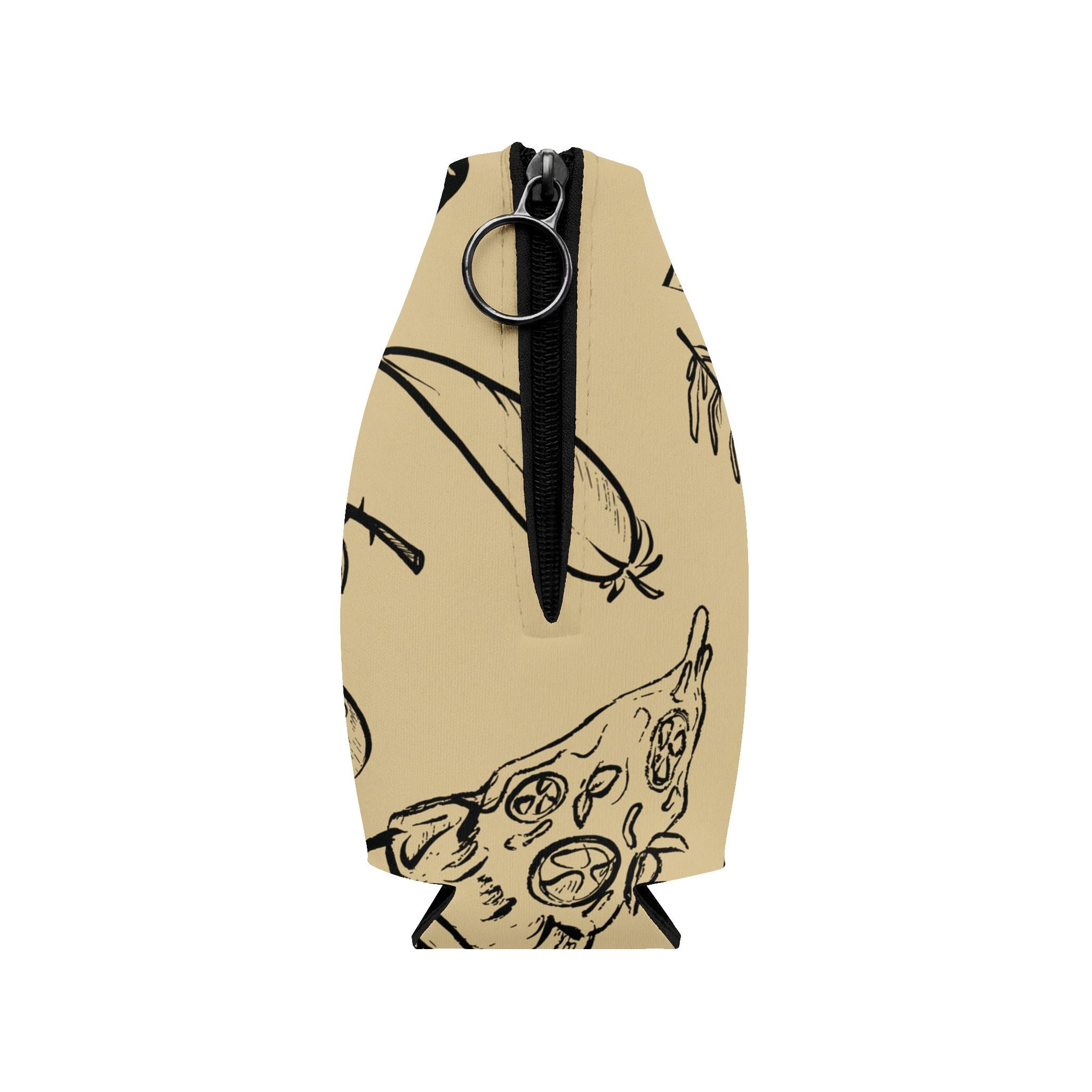 Pizza Pattern Zip-Up Bottle Cooler Sleeve - Italian Vibes Koozie