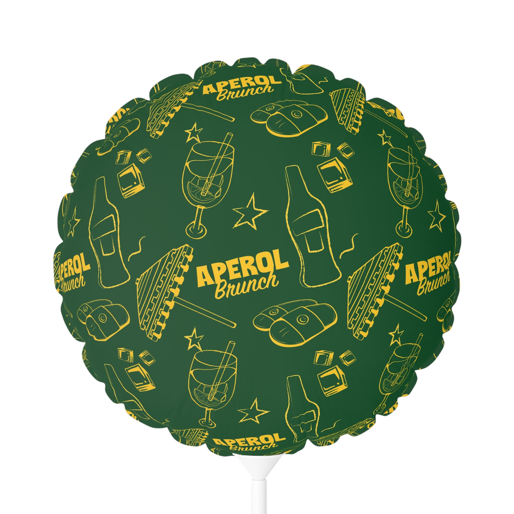 Aperol Brunch 11" Round Foil Balloon — Green Brunch Collection Inspired Design