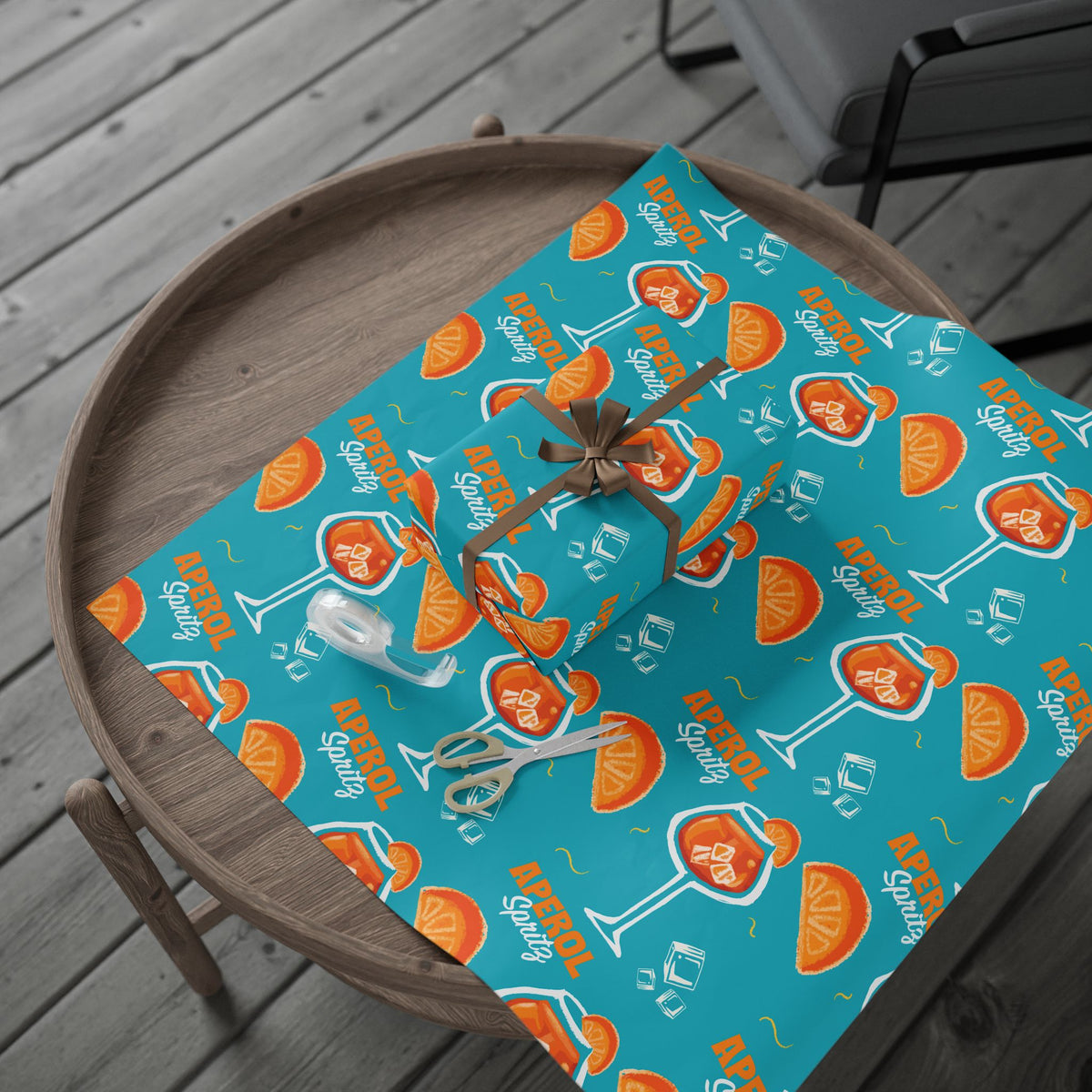 Aperol Spritz Peel Wrapping Paper Roll — Turquoise Spritz Collection Inspired Design