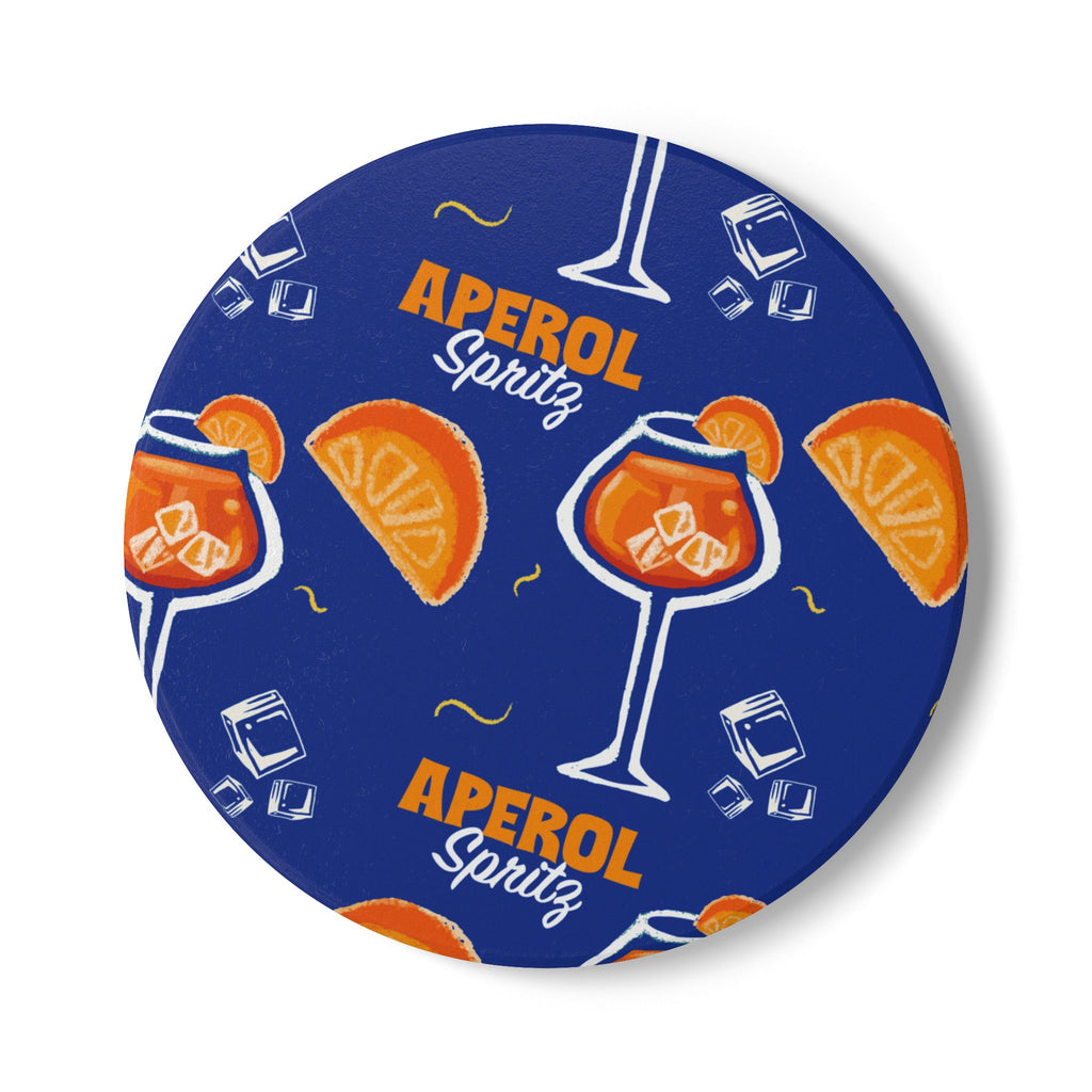 Aperol Spritz Ceramic Coaster — Round Cork-Back Drink Coaster