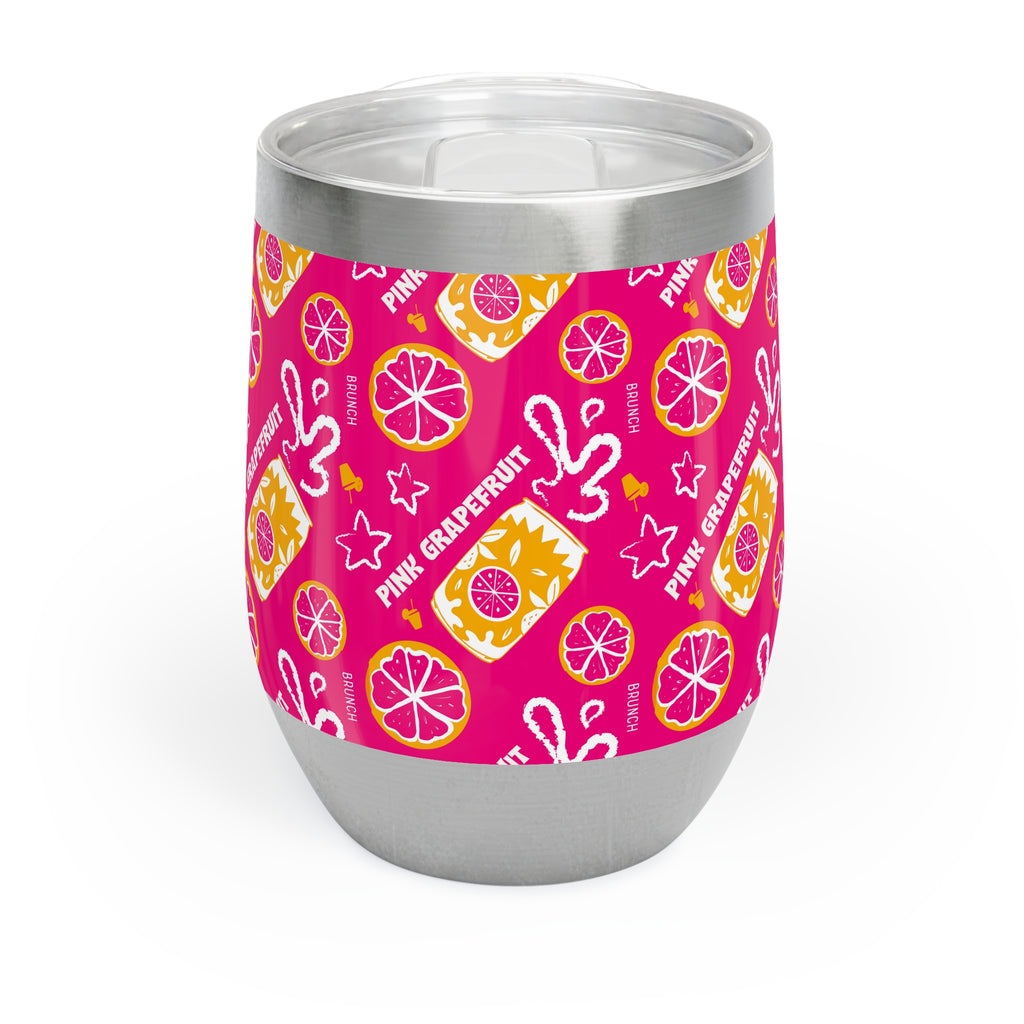 Pink Grapefruit Fruit Pattern Wine Tumbler — Pink Aperol Inspired Design