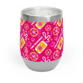 Pink Grapefruit Fruit Pattern Wine Tumbler — Pink Aperol Inspired Design