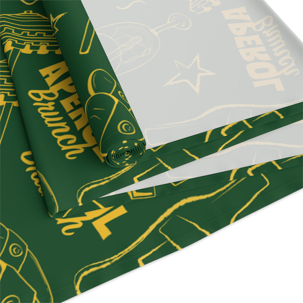 Aperol Brunch Table Runner — Green Citrus Summer Decor