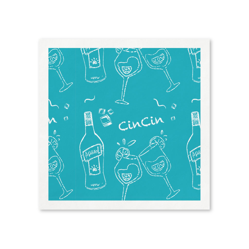 Cin Cin Cocktail Napkins (Pack of 50) – Aperol Turquoise Paper Napkins, Beverage Napkins, Cocktail Party Decor, Brunch & Hostess Gift