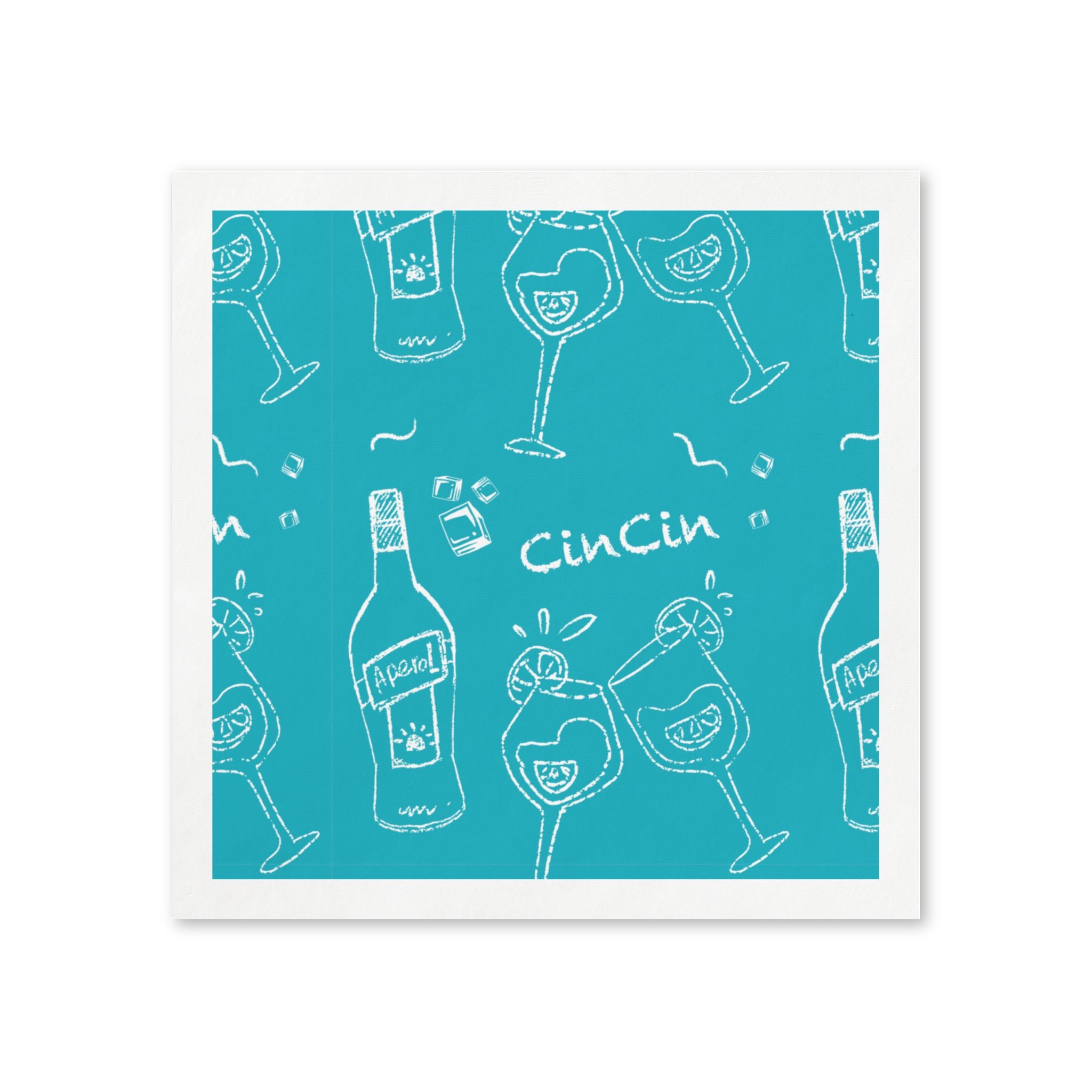 Cin Cin Cocktail Napkins (Pack of 50) – Aperol Turquoise Paper Napkins, Beverage Napkins, Cocktail Party Decor, Brunch & Hostess Gift