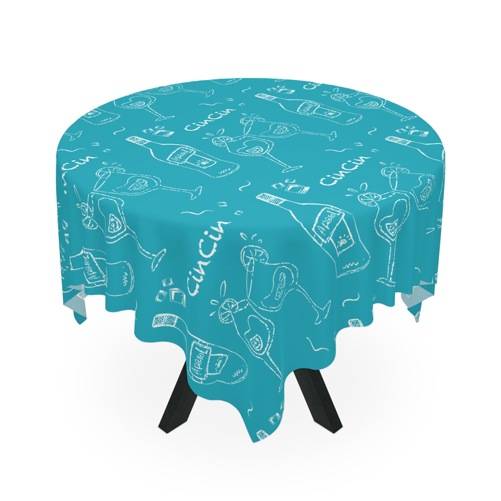 Cin Cin Tablecloth — Turquoise Cin Cin Brunch Inspired Design