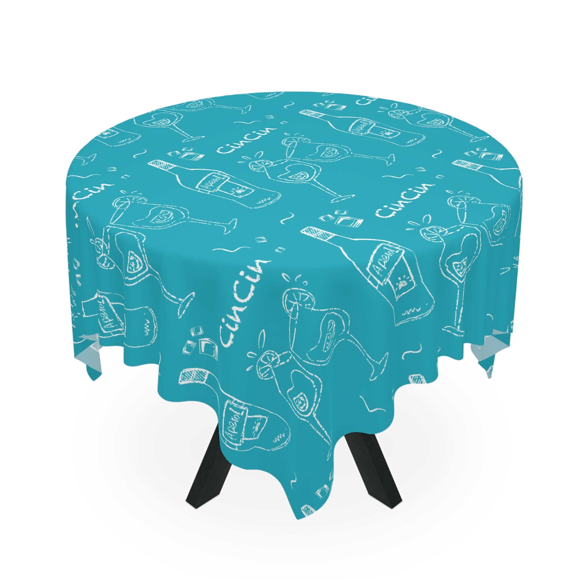 Cin Cin Tablecloth — Turquoise Cin Cin Brunch Inspired Design