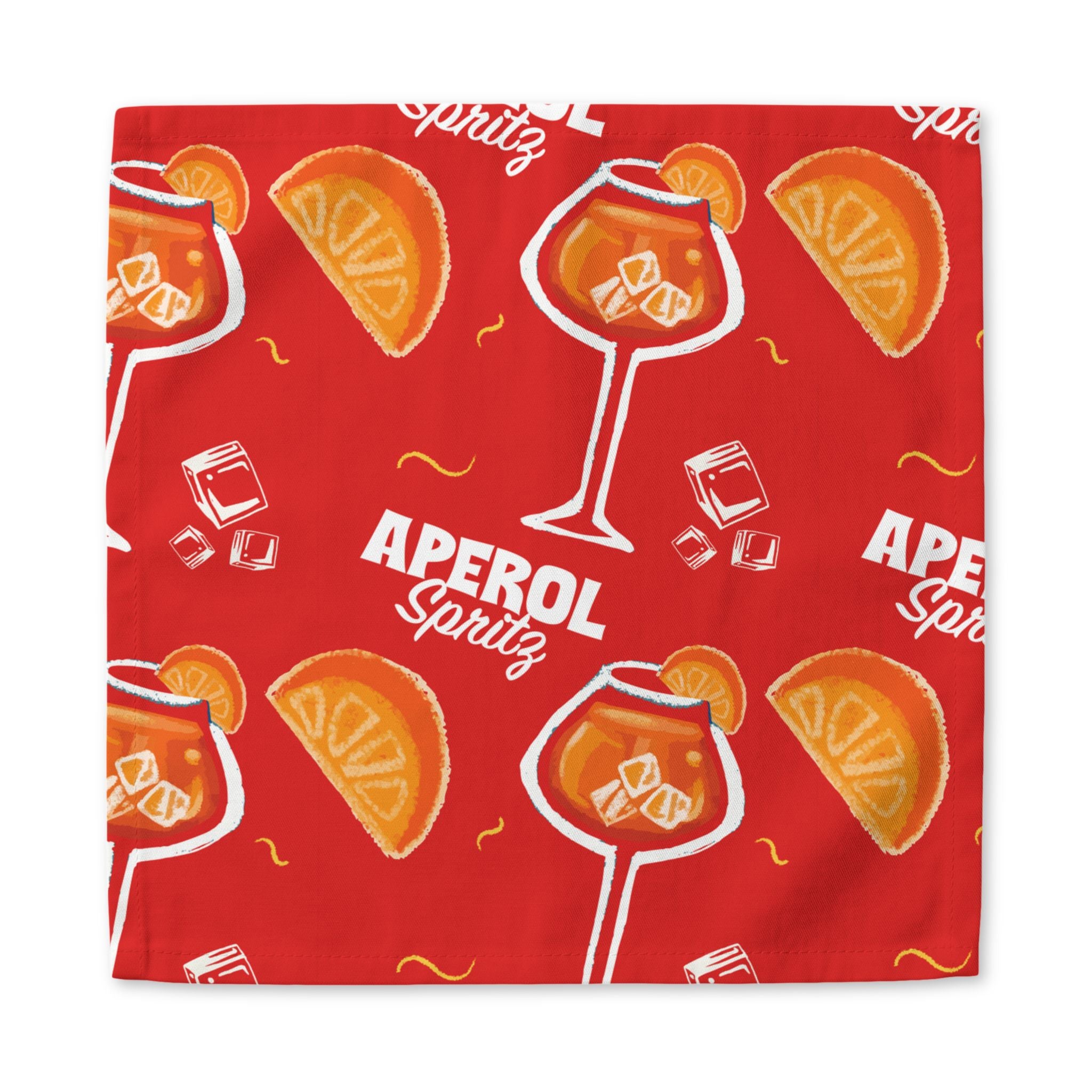 Aperol Spritz Cotton Napkin — Red Citrus Brunch Table Decor