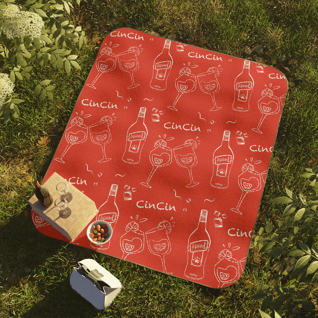 Cin Cin Cocktail Picnic Blanket — Red Aperol Inspired Design