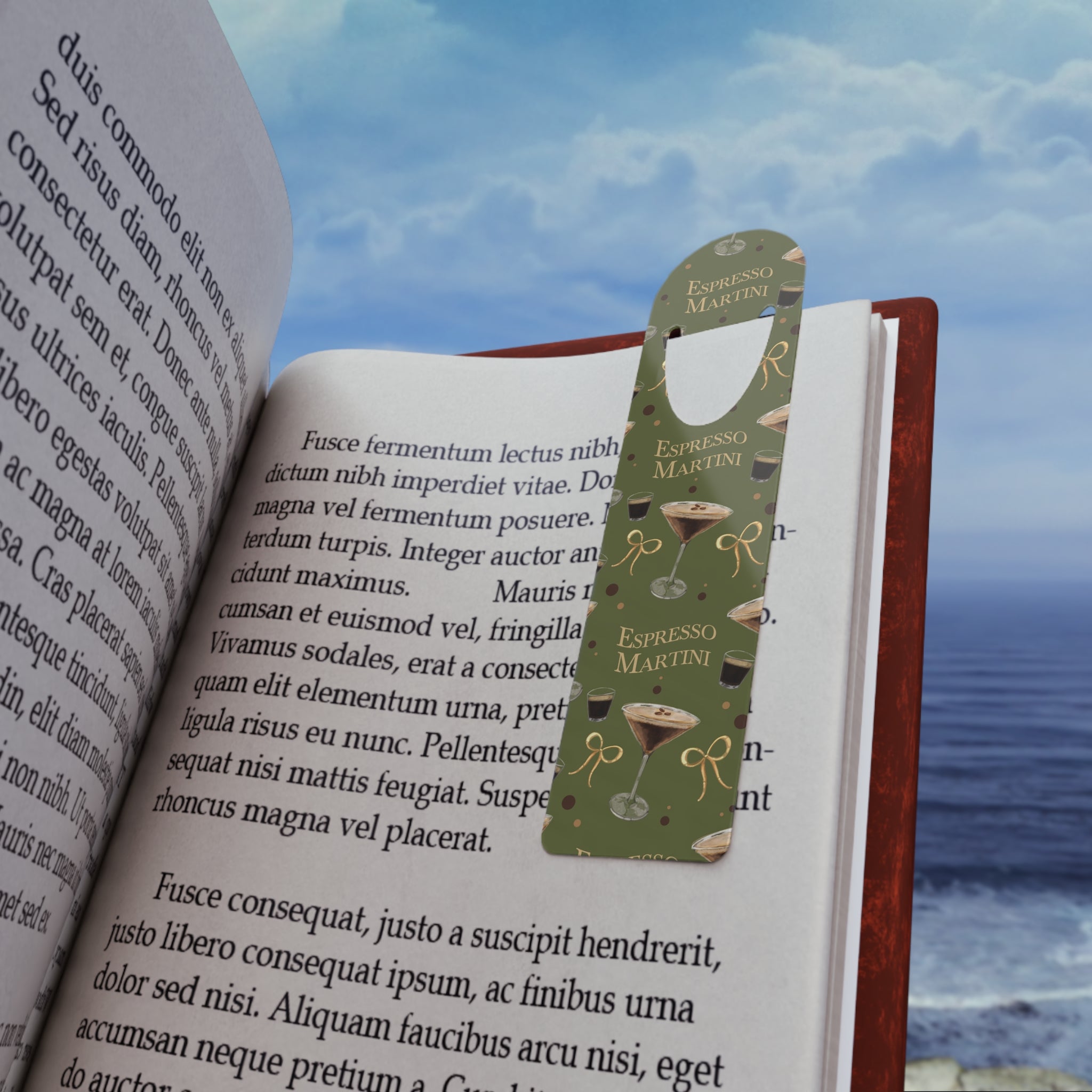 Espresso Martini Metal Bookmark — Olive Green Espresso Collection Inspired Design