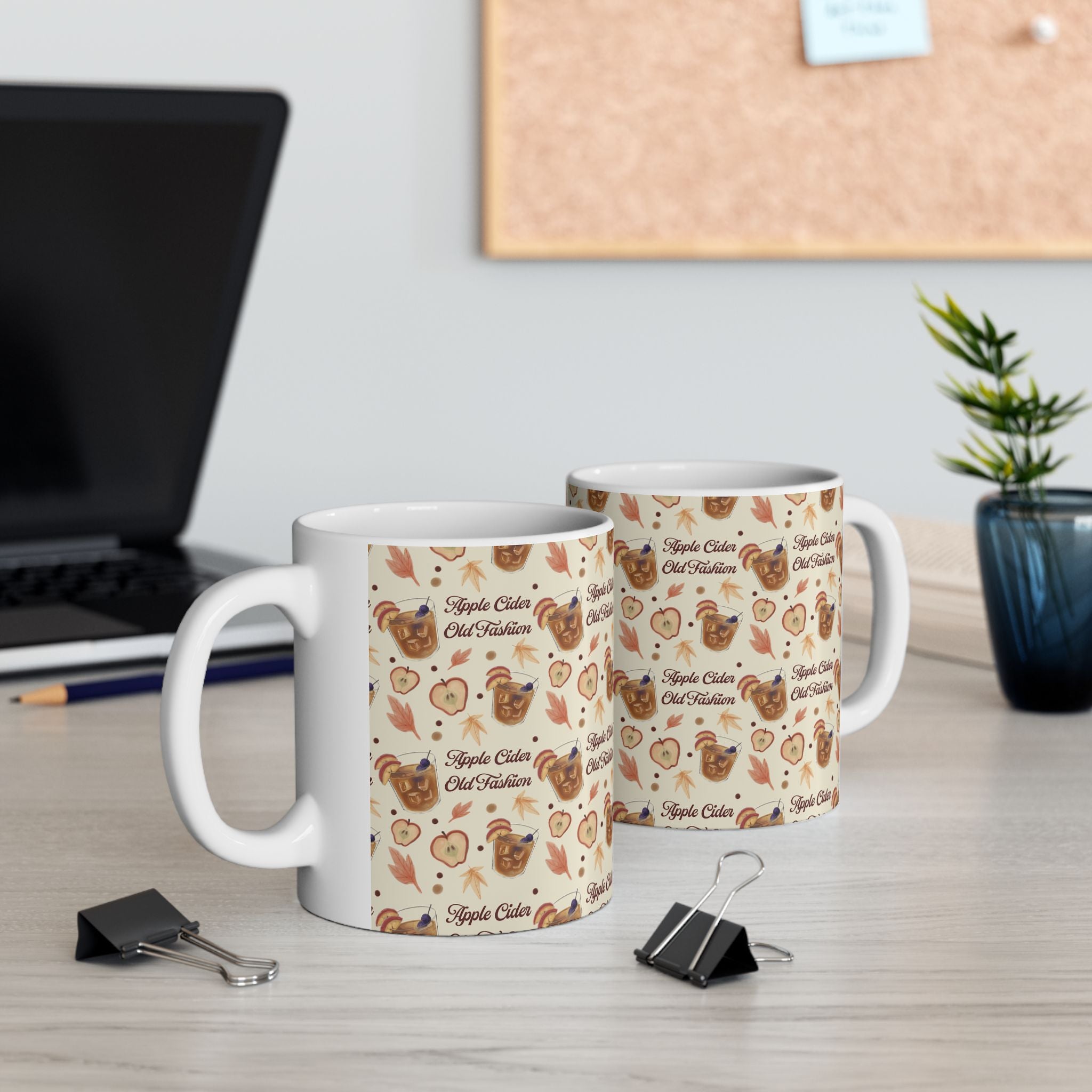 Apple Cider Old Fashioned 11oz Coffee Mug — Beige Apple Cider Collection Inspired Design