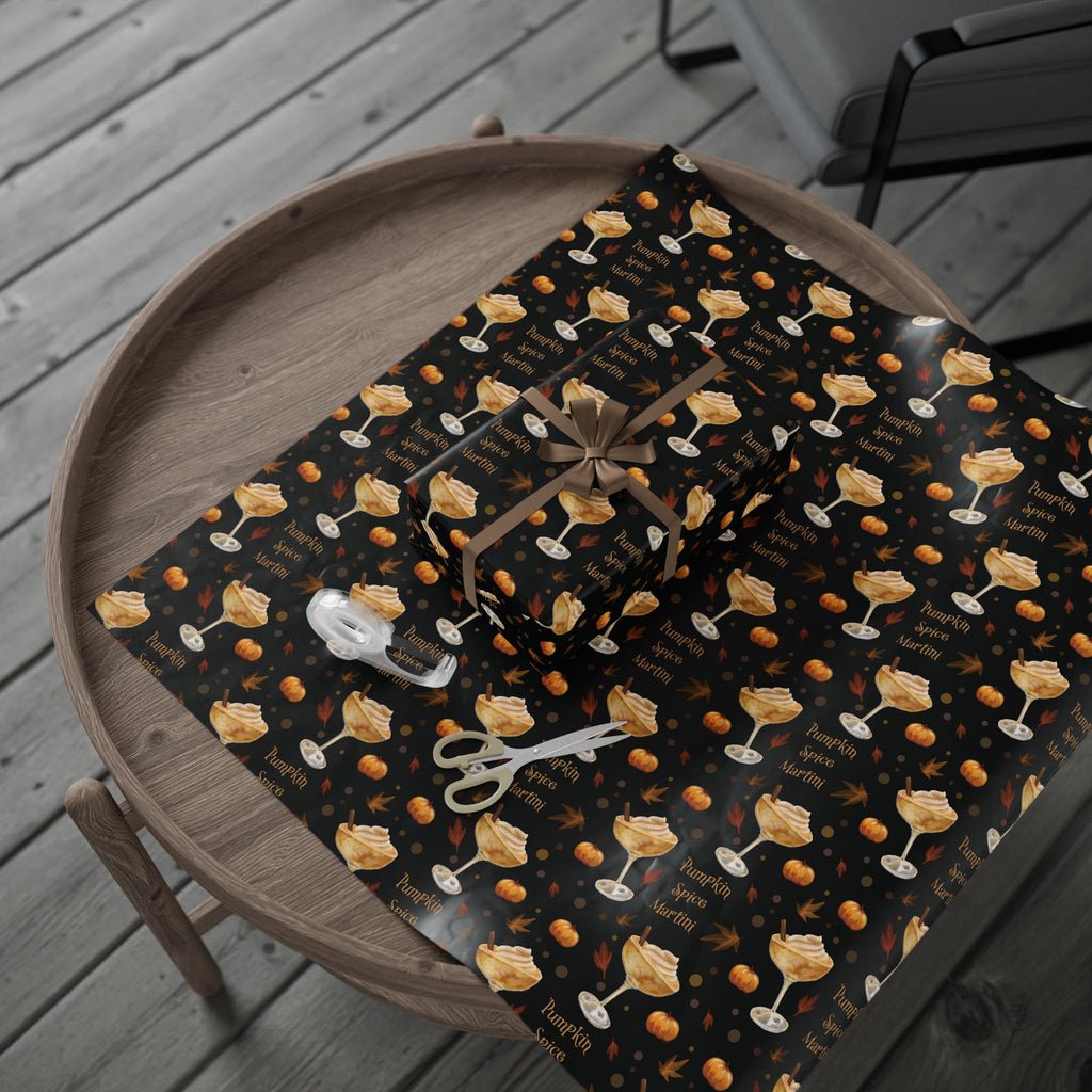 Pumpkin Spice Martini Wrapping Paper Roll – Black Pumpkin Collection Inspired Design
