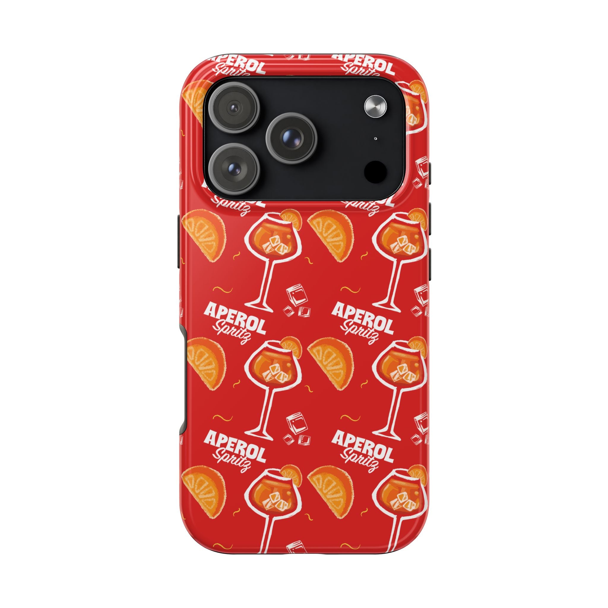 Aperol Spritz Tough Phone Case — Red Cocktail Pattern Protective Cover