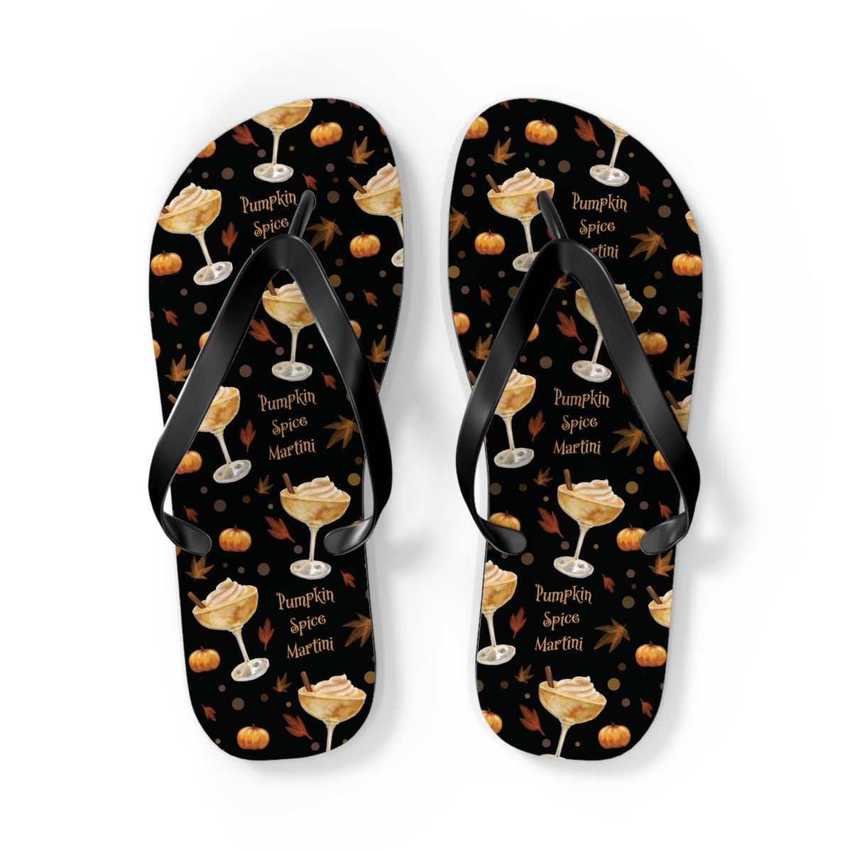 Pumpkin Spice Martini Flip Flops — Black Pumpkin Collection Inspired Design