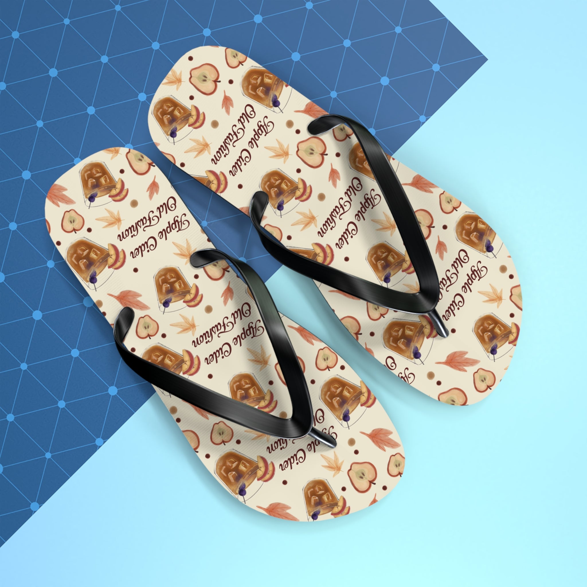 Apple Cider Old Fashioned Flip Flops — Beige Apple Cider Collection Inspired Design
